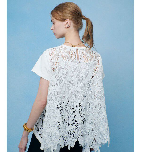 LOULOU WILLOUGHBY「【LOULOU WILLOUGHBY】レースドッキングロングＴシャツ」|Tシャツ・カットソー|