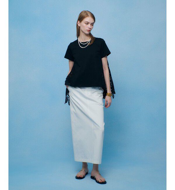 LOULOU WILLOUGHBY「【LOULOU WILLOUGHBY】レースドッキングロングＴシャツ」|Tシャツ・カットソー|