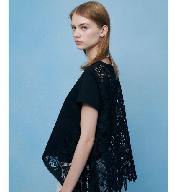 LOULOU WILLOUGHBY「【LOULOU WILLOUGHBY】レースドッキングロングＴシャツ」|Tシャツ・カットソー|