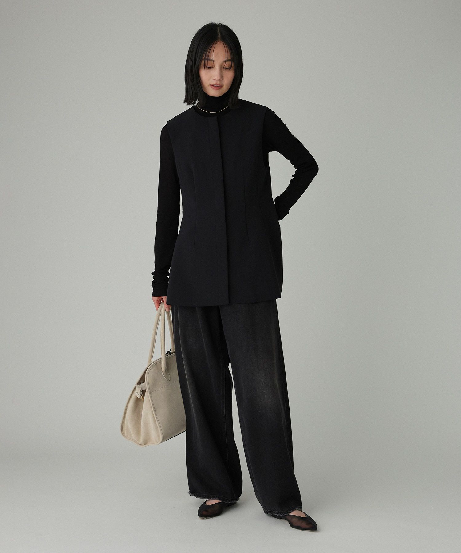 BABYLONE「【多機能素材】シェイプペプラムジレ」|ベスト・ジレ|