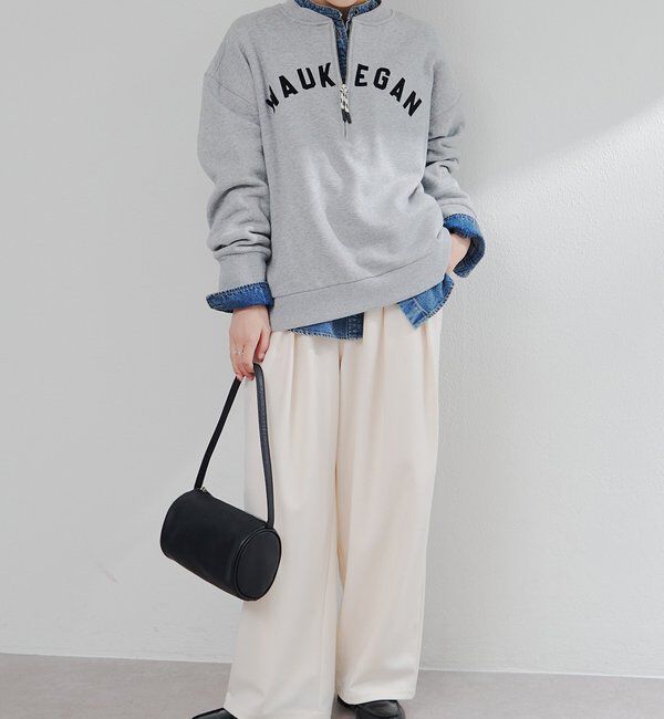  「フロッキープリントハーフジップ裏起毛スウェット」|プルオーバー|