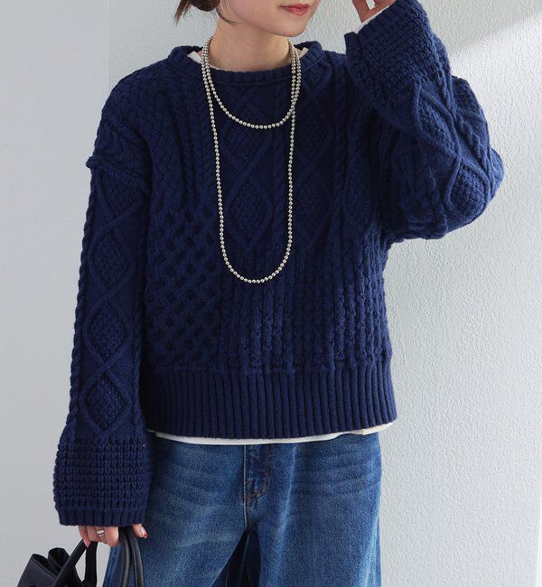  「ミックスケーブルニットプルオーバー」|ニット・セーター|