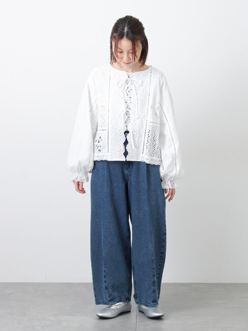 Samansa Mos2「花柄パターンメッシュレース付ノースリーブ」|Tシャツ・カットソー|