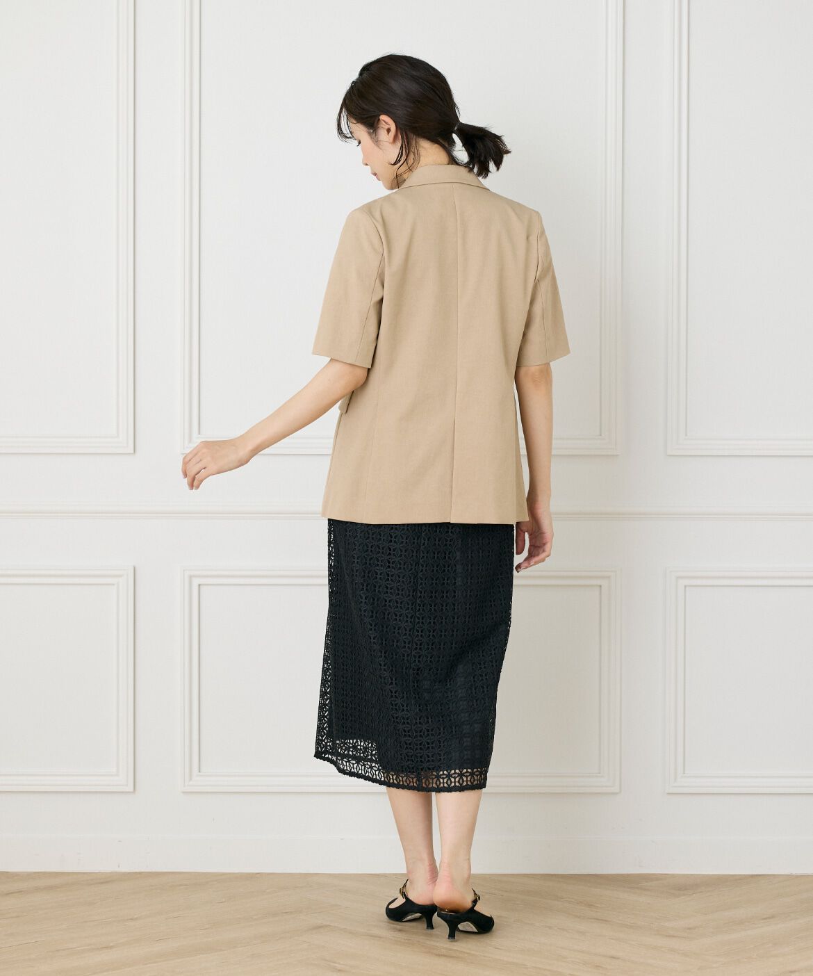 INED「綿麻ハーフスリーブジャケット」|テーラードジャケット|