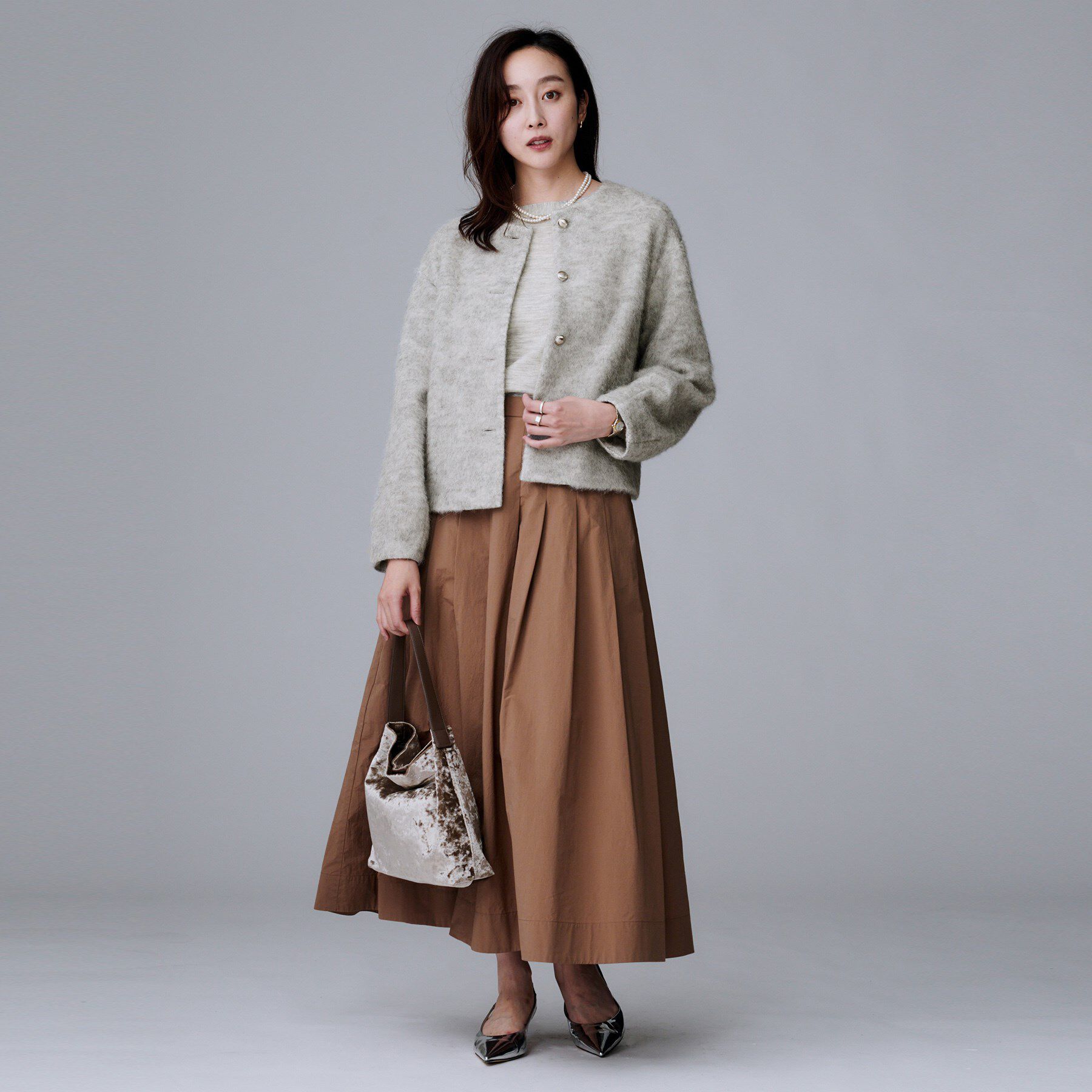 UNTITLED「【ジャケット風/メタルボタン】アルパカ混シャギーカーディガン」|カーディガン|