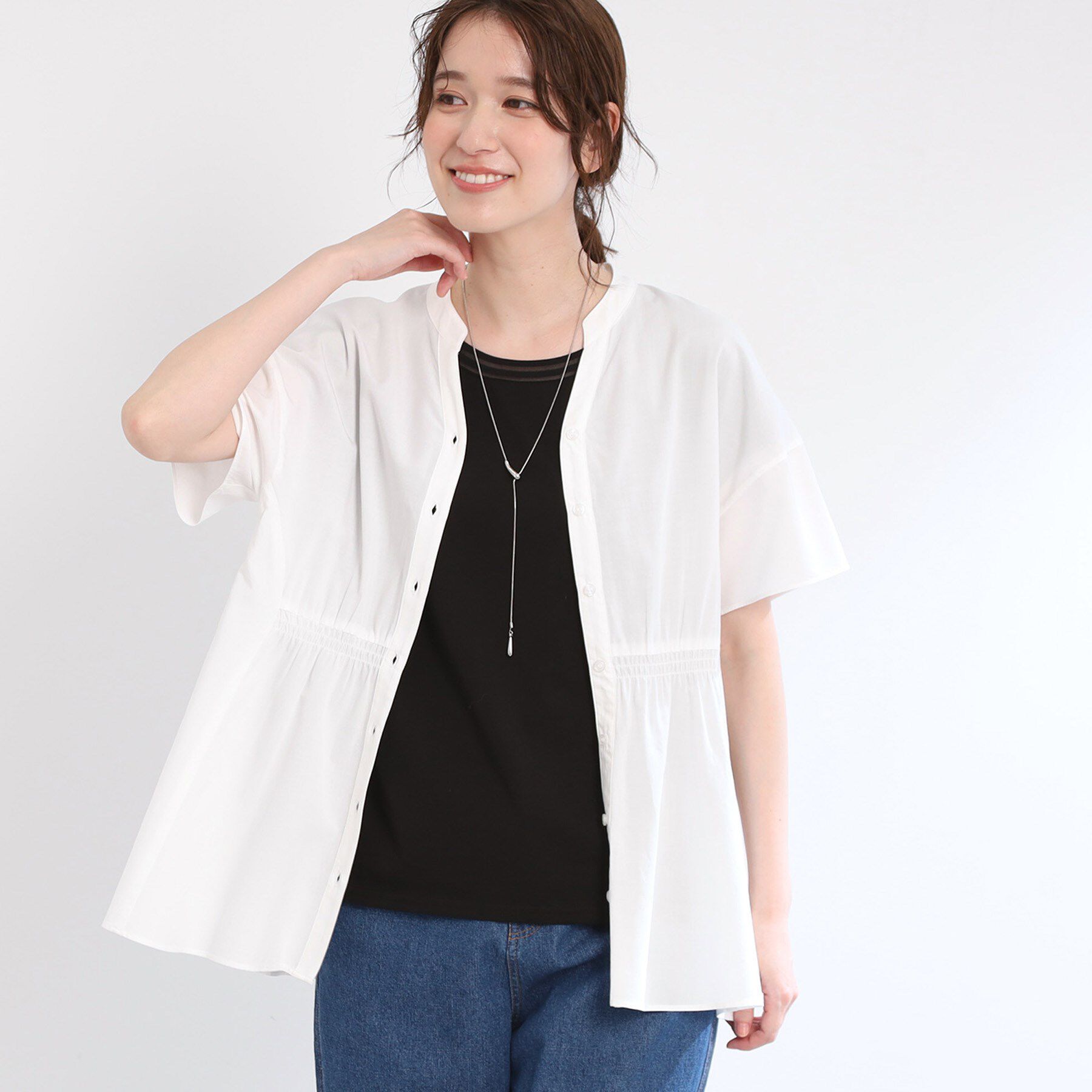 Reflect「【手洗い可】スキッパーブラウス」|シャツ・ブラウス|オフホワイト(003