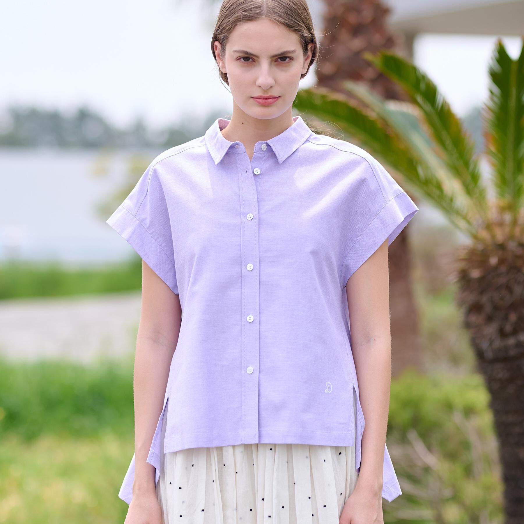 DRESSTERIOR「【日本製/コットン100％】バックフレアオックスシャツ」|シャツ・ブラウス|パープル(081)