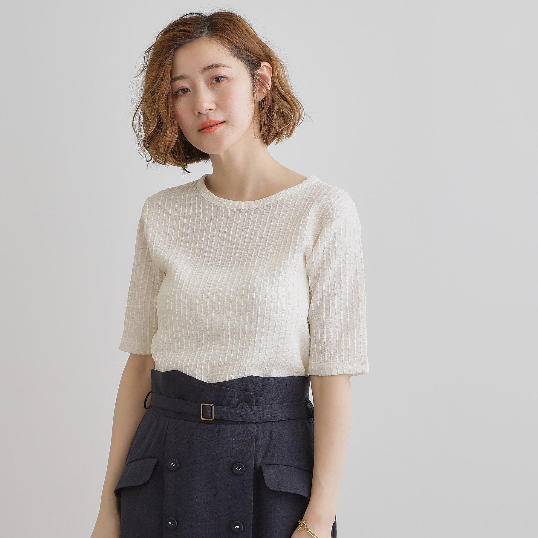 grove「ジャカードハーフスリーブプルオーバー」|Tシャツ・カットソー|オフホワイト(003