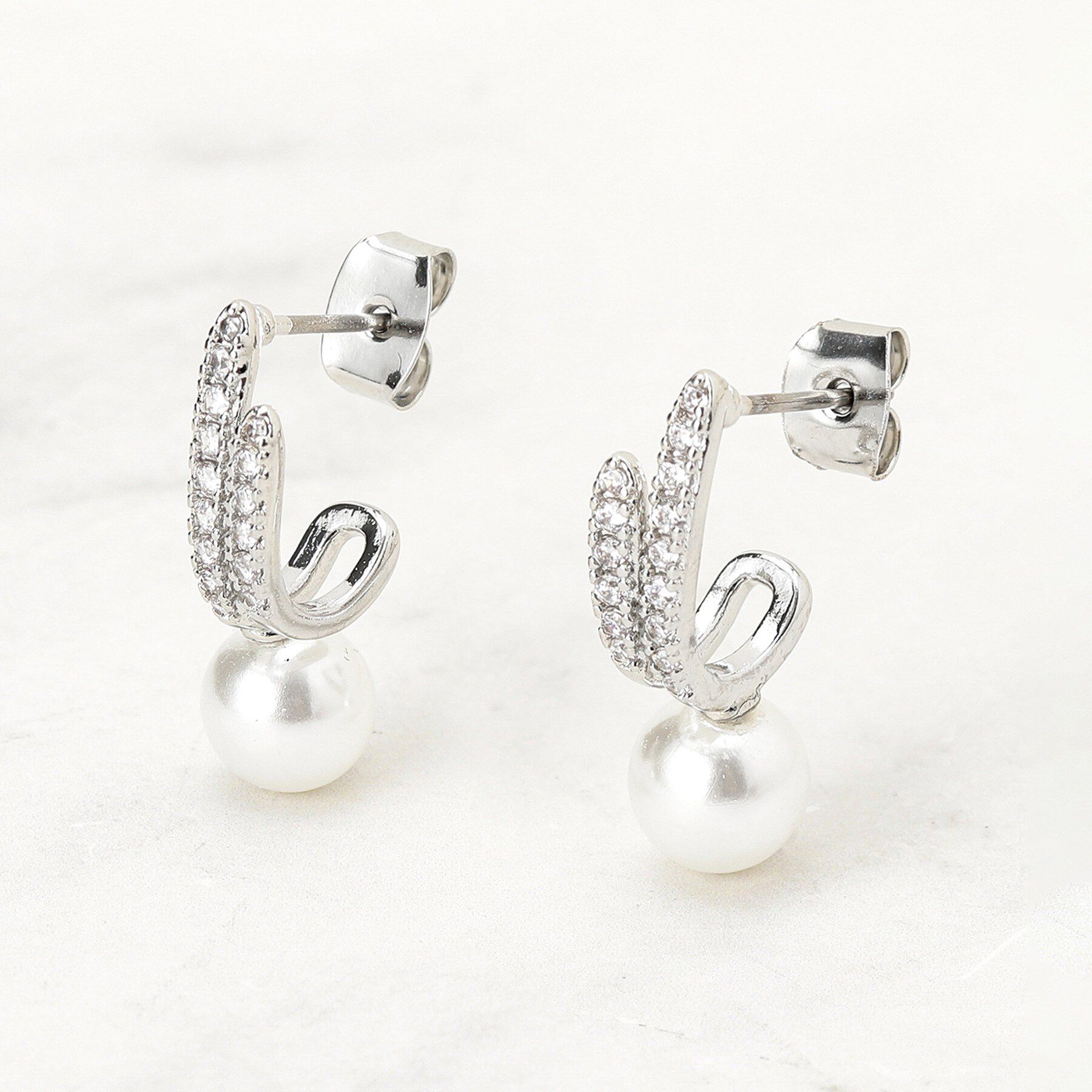 grove「ビジューフェイクパールピアス」|ピアス|シルバー(006)