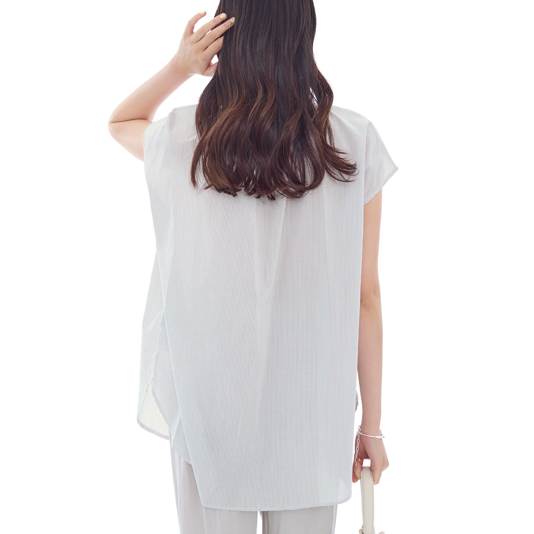 INDIVI「フリル衿ギャザーブラウス」|シャツ・ブラウス|