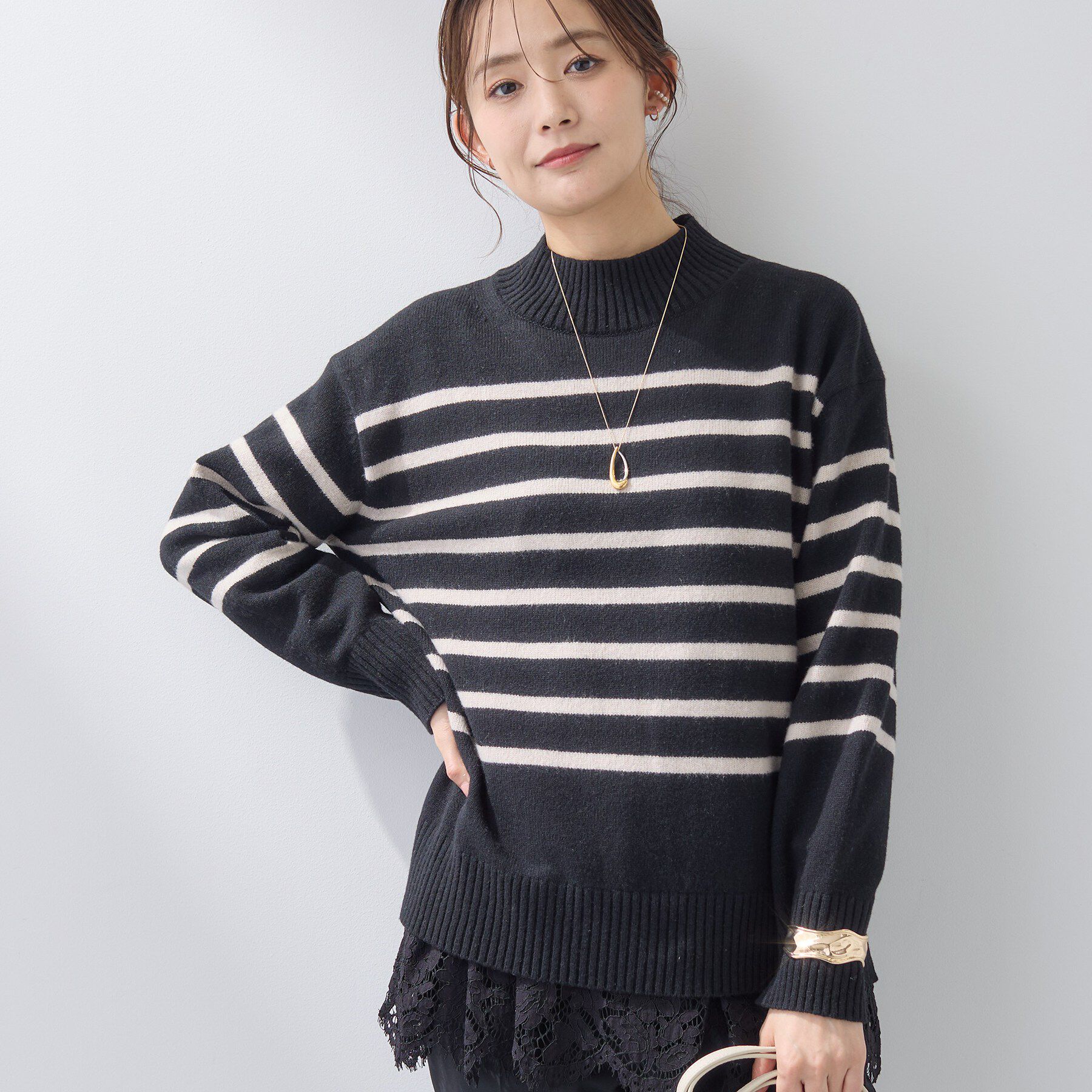 INDIVI「【カシミヤ混】ミドルゲージ ハイネックニット」|ニット・セーター|