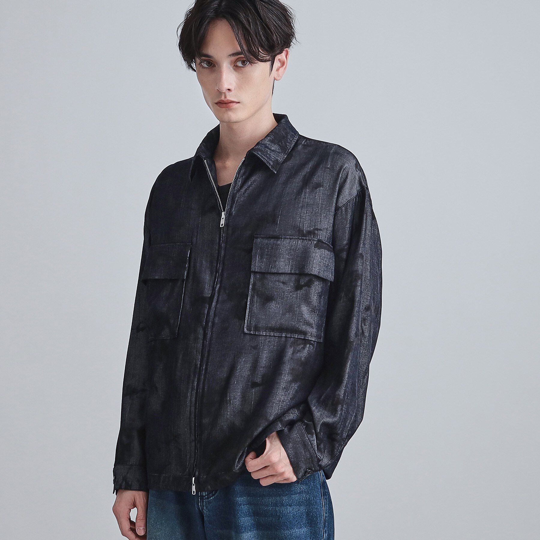 tk.TAKEO KIKUCHI「シャンブレーシャツアウター」|シャツ・ブラウス|ブルー(093)