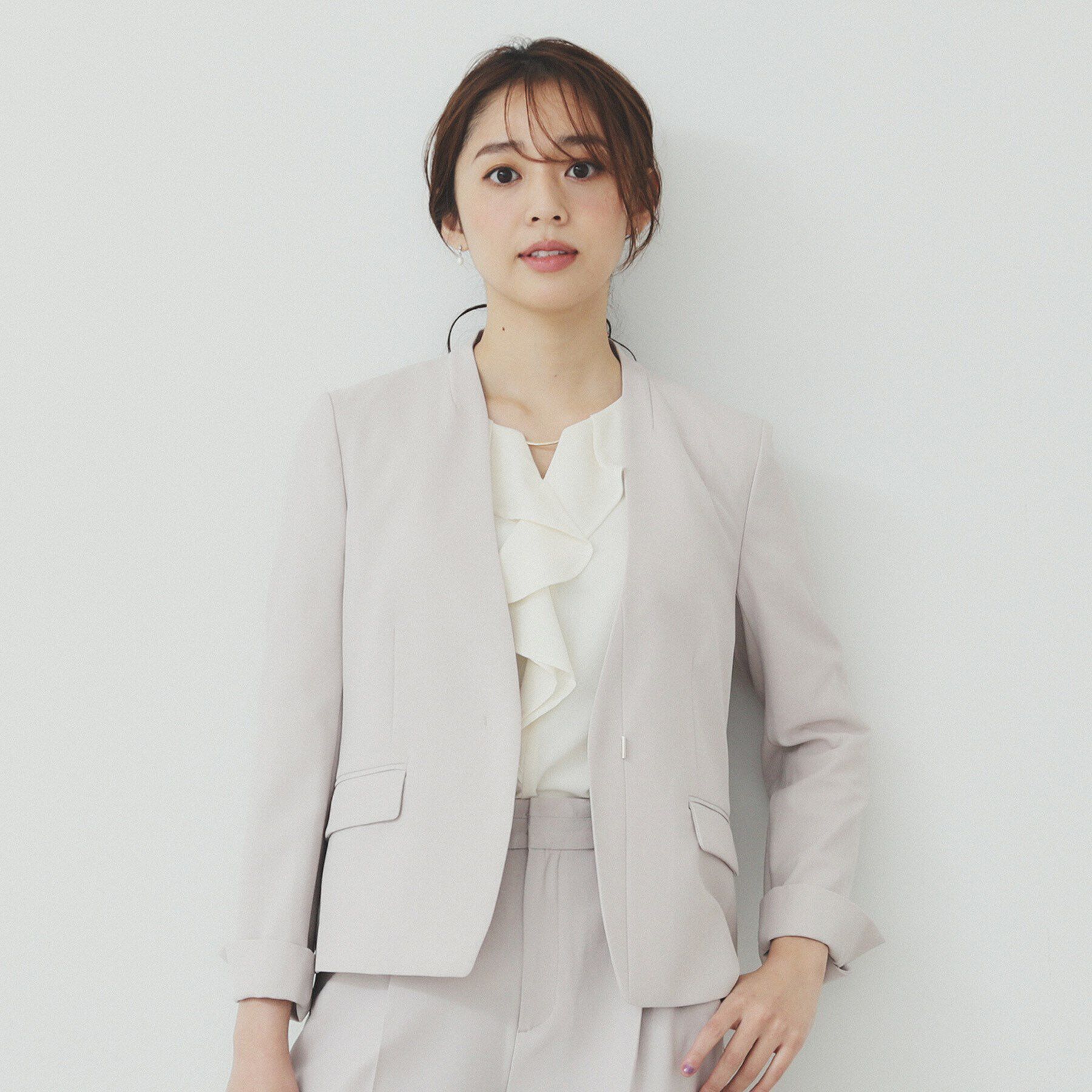 index「ストレッチノーカラージャケット/セットアップ対応可【洗える/イージーアイロン/抗ピル】」|ノーカラージャケット|