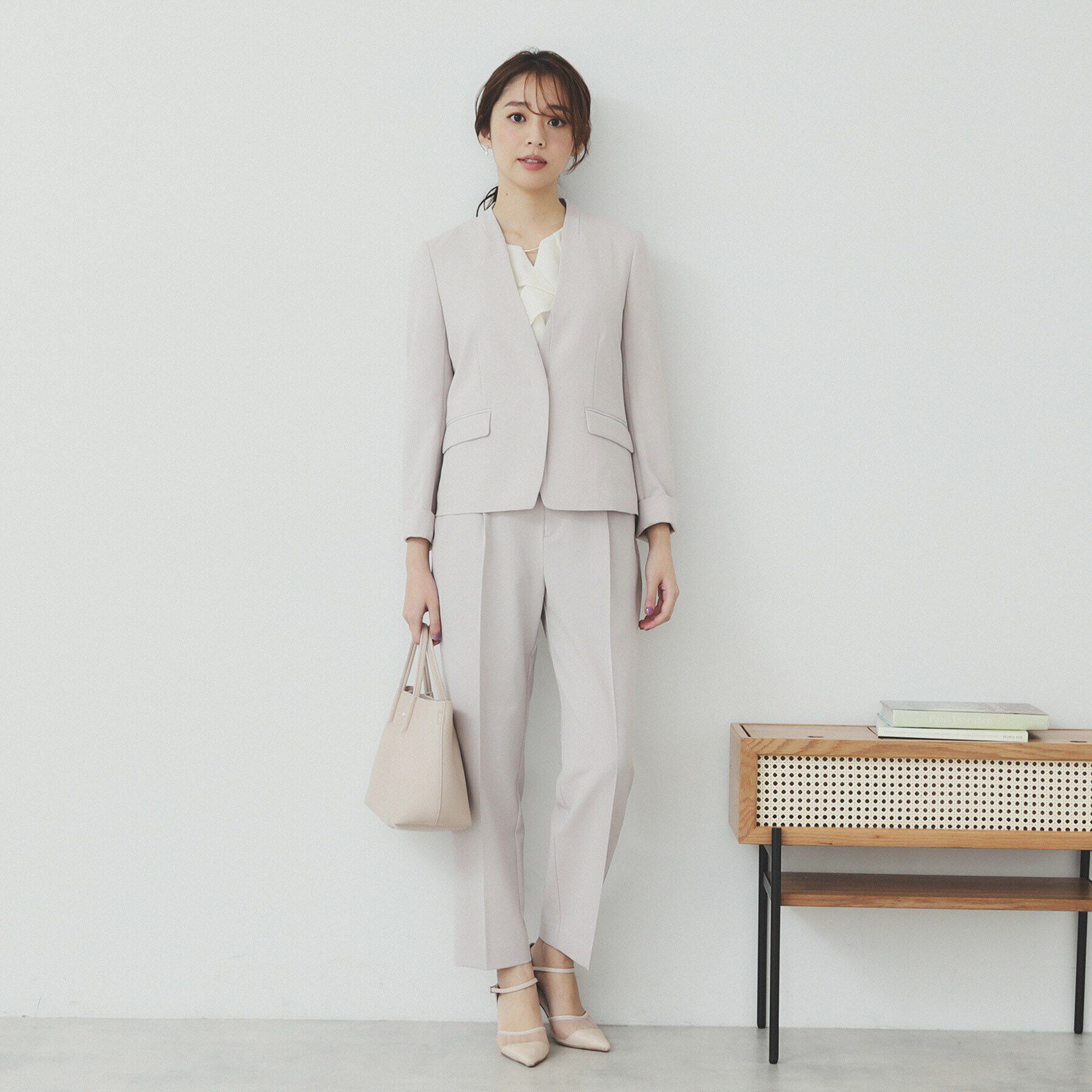 index「ストレッチノーカラージャケット/セットアップ対応可【洗える/イージーアイロン/抗ピル】」|ノーカラージャケット|