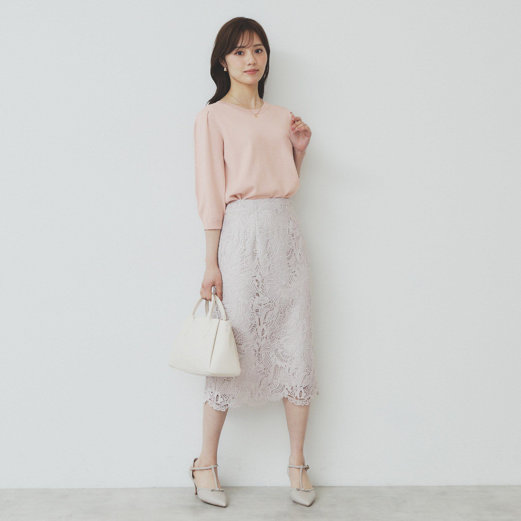 index「《7色展開/XS-LLサイズ》クルーネックデザインスリーブニット【洗濯機洗い可】」|ニット・セーター|