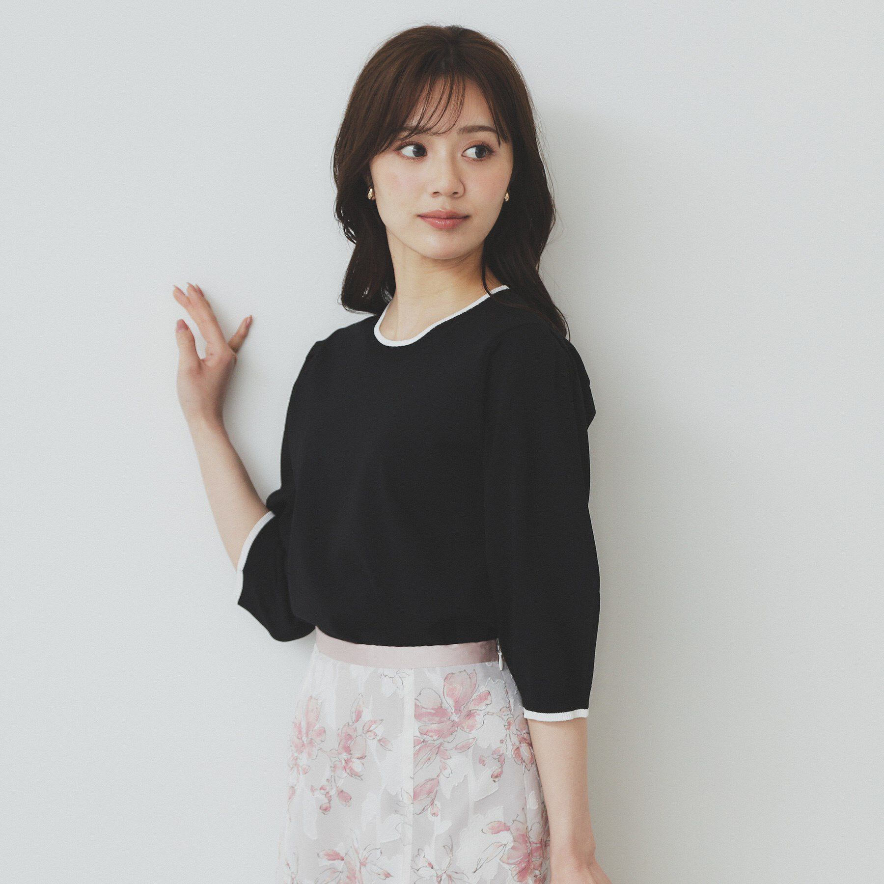 index「《7色展開/XS-LLサイズ》クルーネックデザインスリーブニット【洗濯機洗い可】」|ニット・セーター|