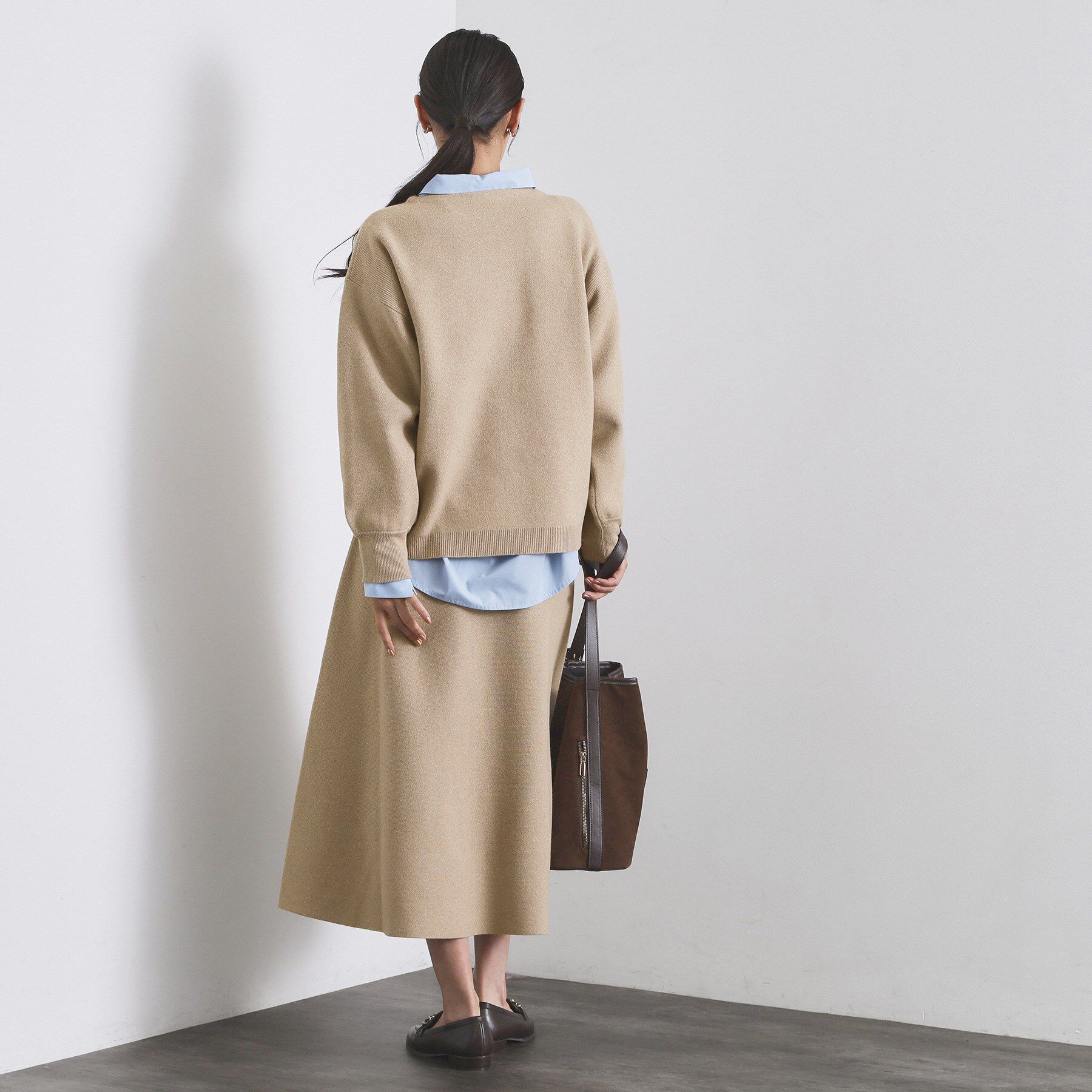 OPAQUE.CLIP「サイド編地切替ニットトップス/セットアップ対応【洗濯機OK】」|ニット・セーター|