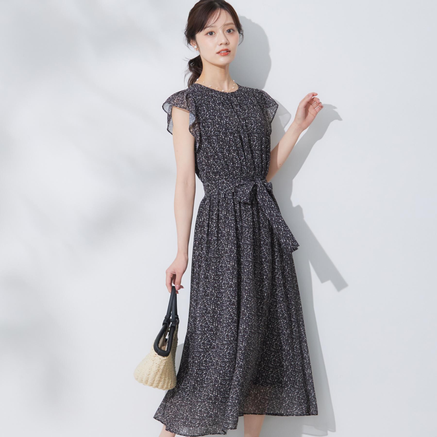 Couture broach「【一枚で着映える・楽ちん・ドライタッチ】フリルスリーブワンピース」|ワンピース|