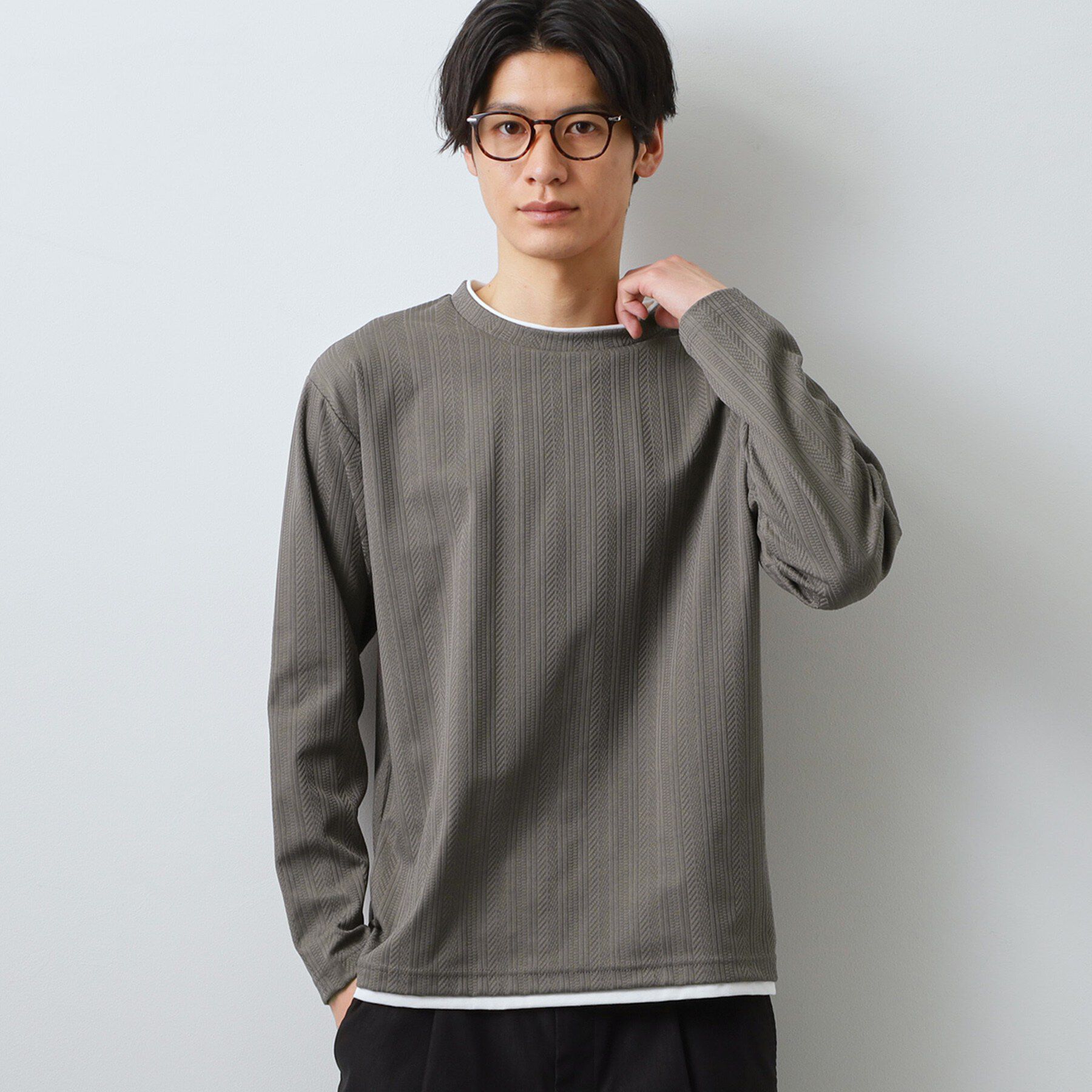 THE SHOP TK「バーティカルジャカードフェイクプルオーバー」|Tシャツ・カットソー|