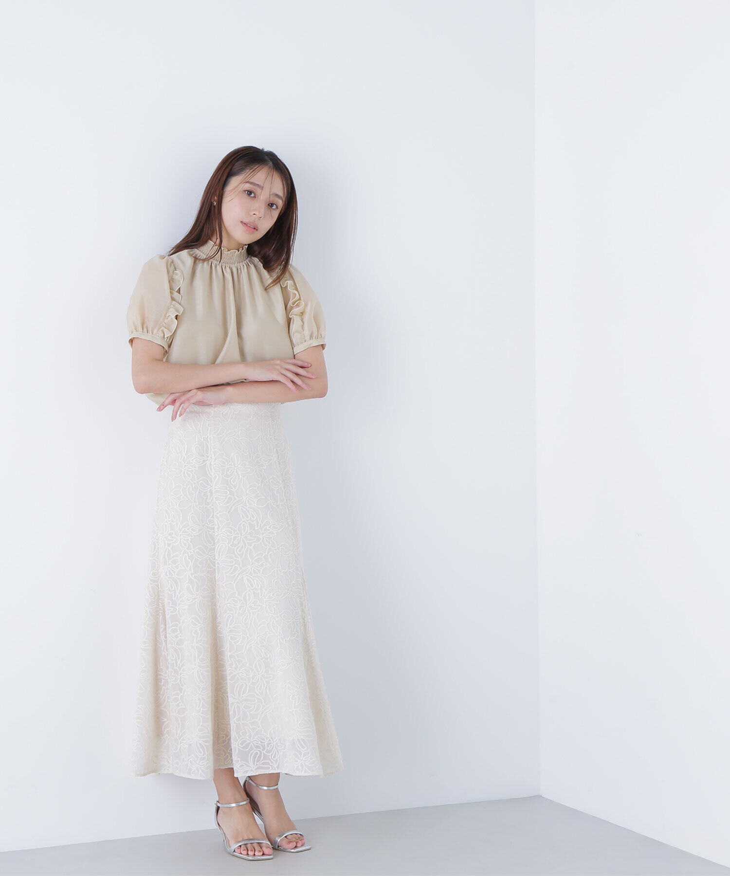  「シャーリングネックフリルブラウス」|シャツ・ブラウス|