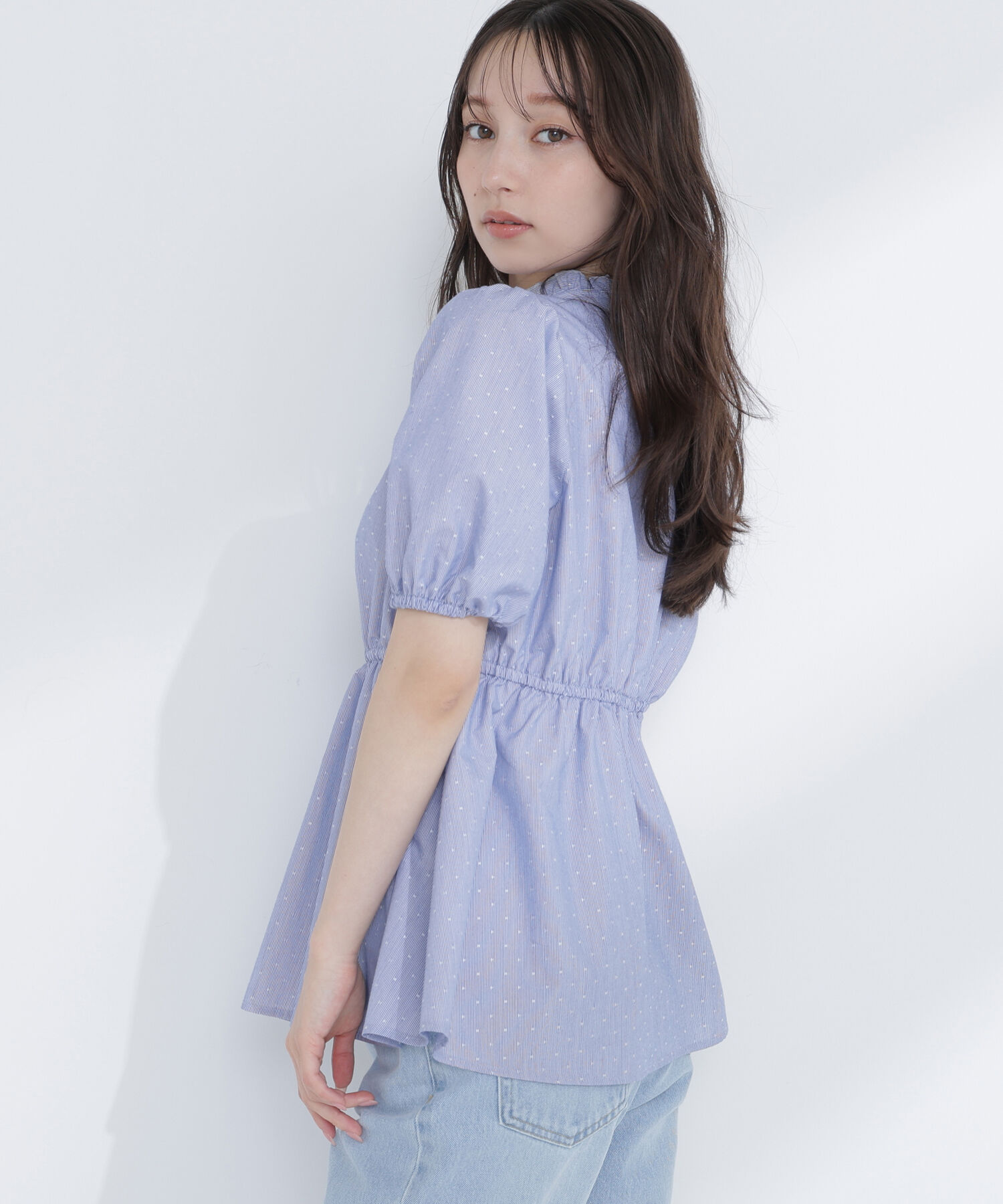  「ストライプドビードットブラウス」|シャツ・ブラウス|