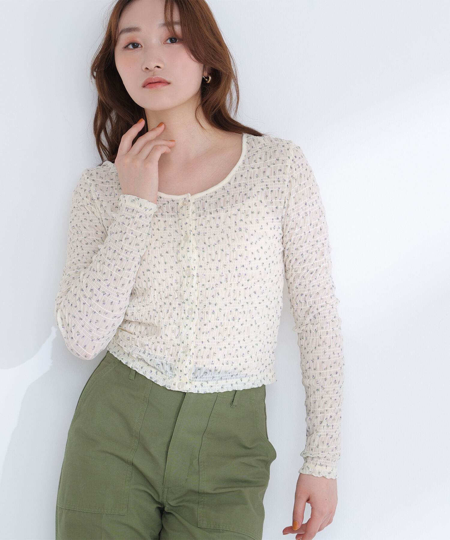  「フラワープリントシャーリングカットソー」|Tシャツ・カットソー|