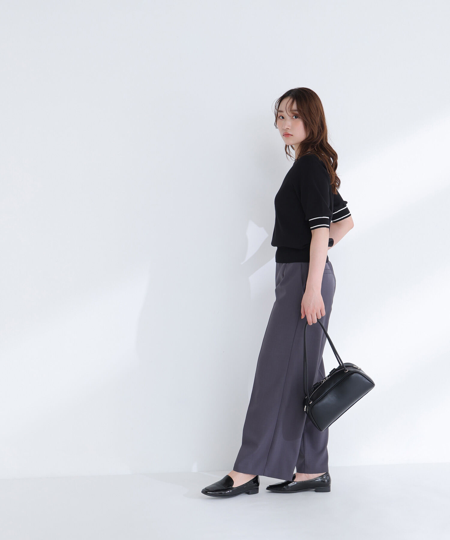  「総針ベーシック バイカラーラインニット」|ニット・セーター|