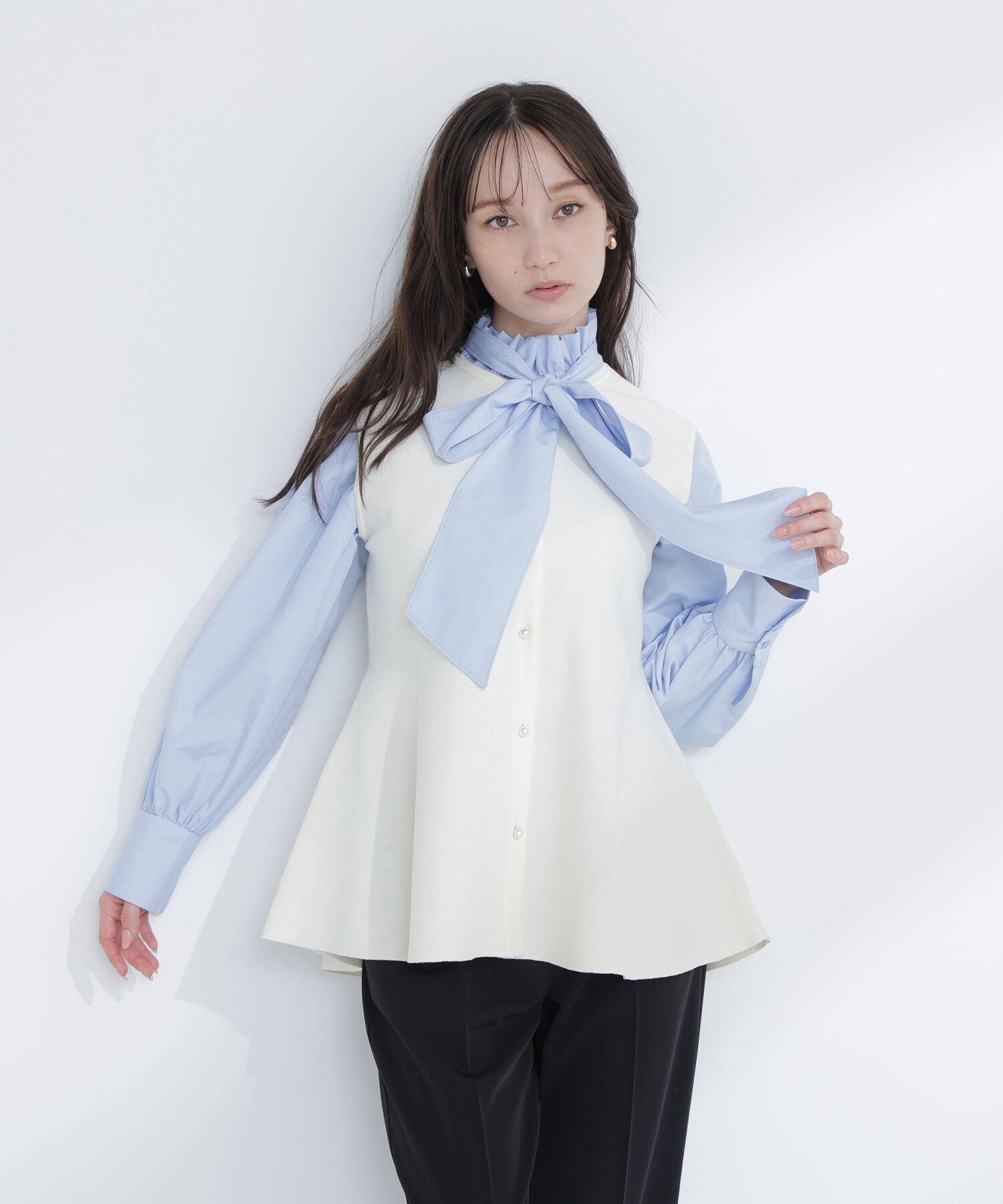  「ペプラムニットジレ」|ニット・セーター|オフホワイト1