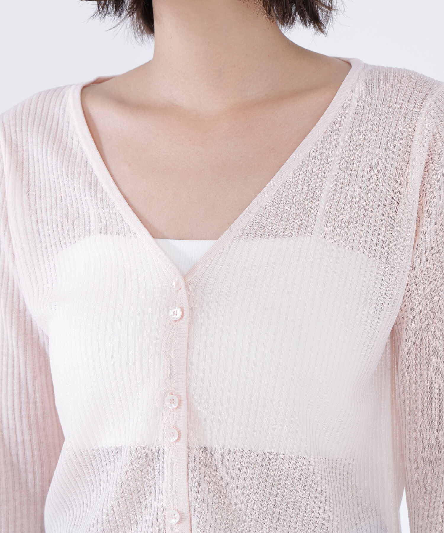  「シアーリブクロップドカーディガン」|ニット・セーター|