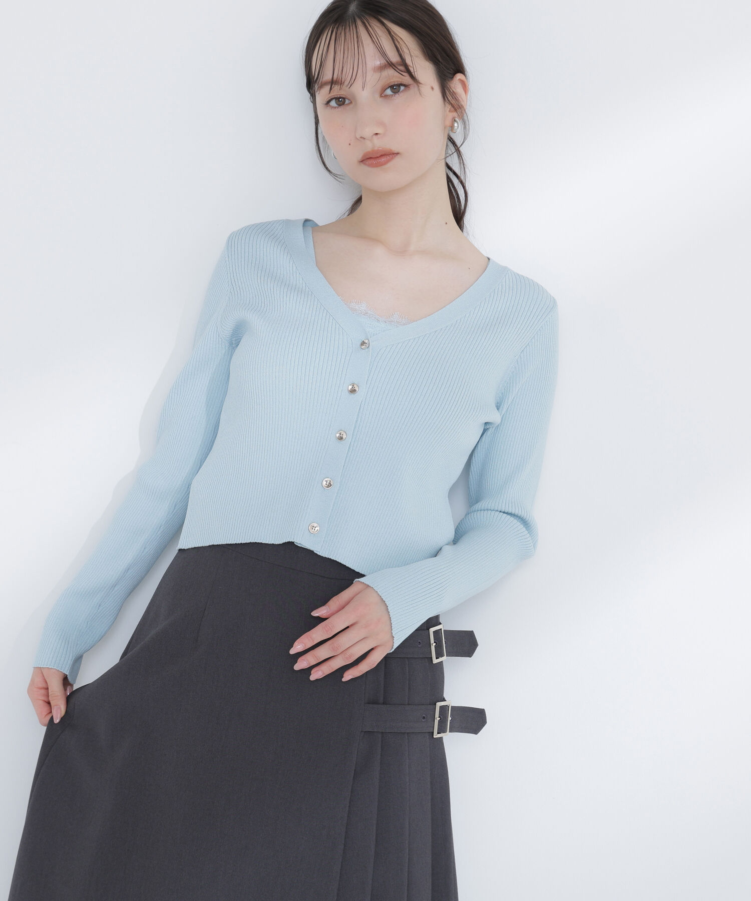  「レースキャミアンサンブル」|ニット・セーター|ブルー