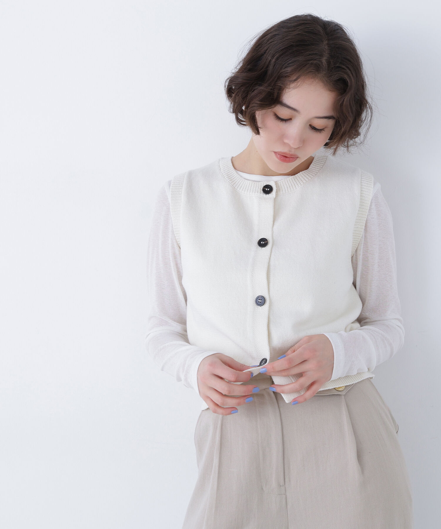  「〈N.〉コンパクトニットベスト」|ニット・セーター|オフホワイト1