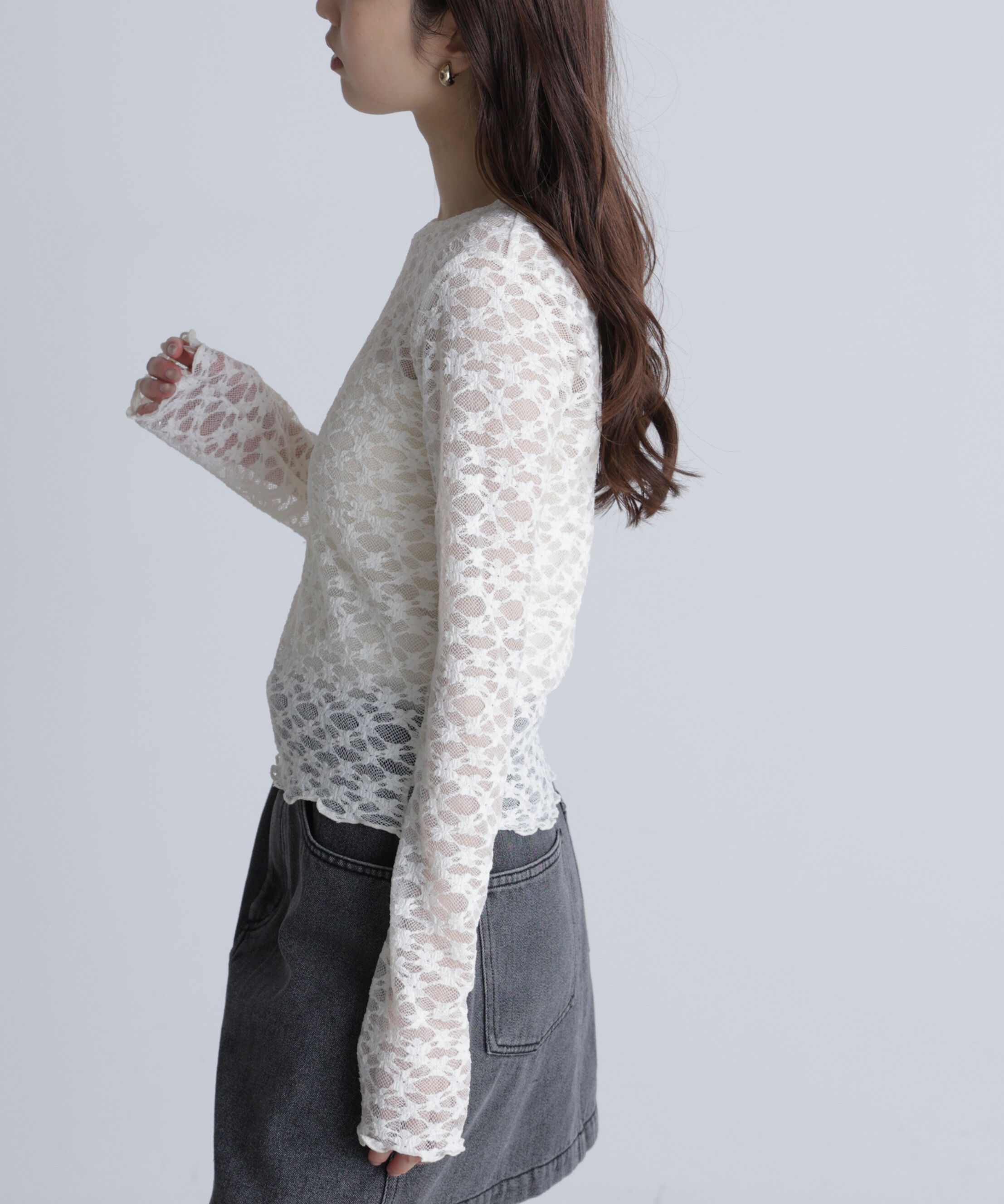 「長袖レースカットソー」|Tシャツ・カットソー|