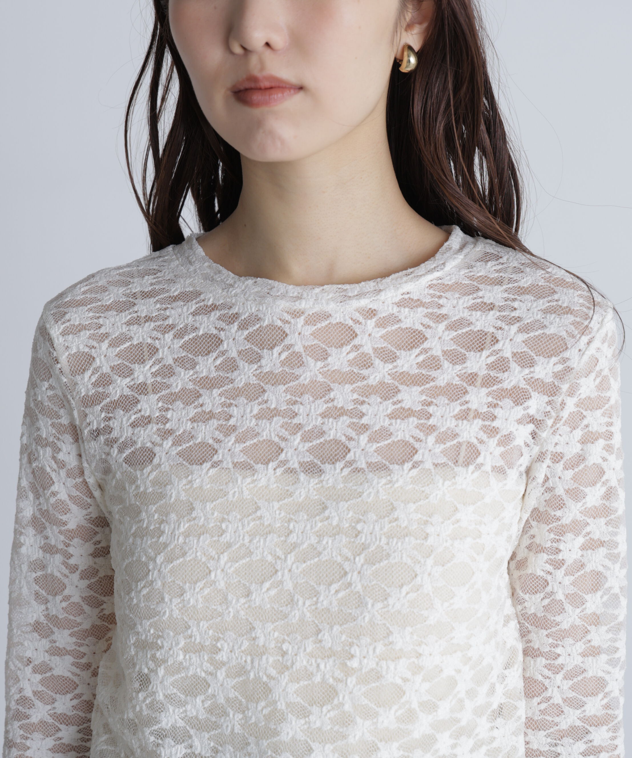  「長袖レースカットソー」|Tシャツ・カットソー|