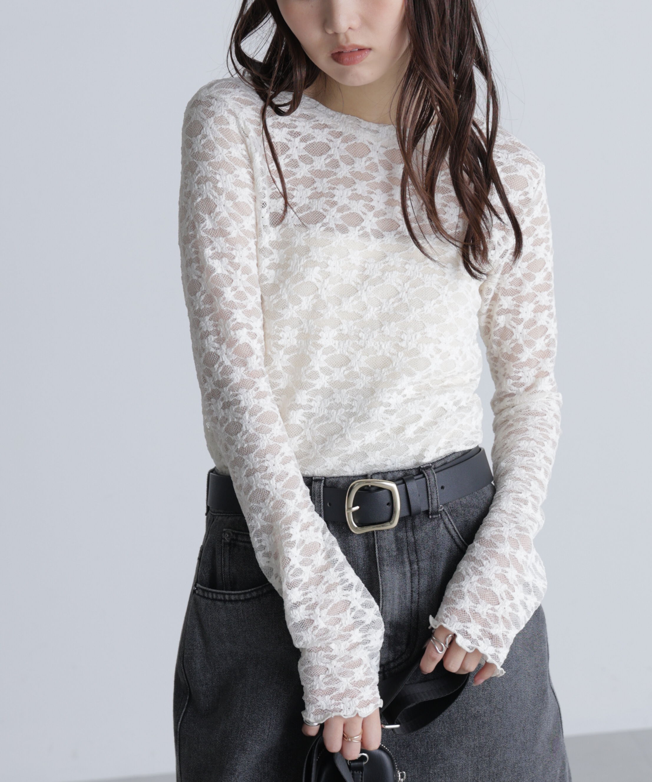  「長袖レースカットソー」|Tシャツ・カットソー|