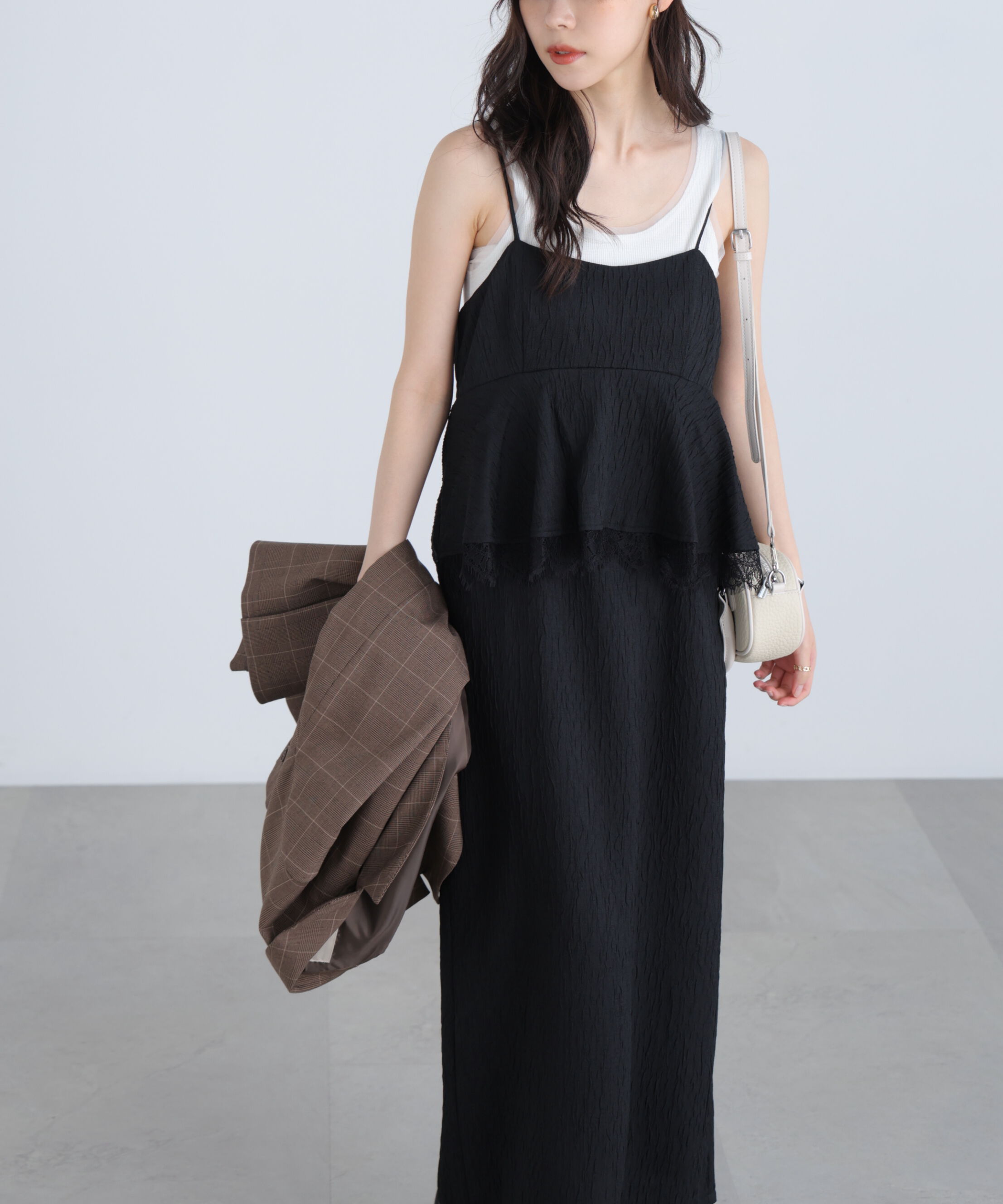  「ペプラムレースキャミワンピース」|ワンピース|