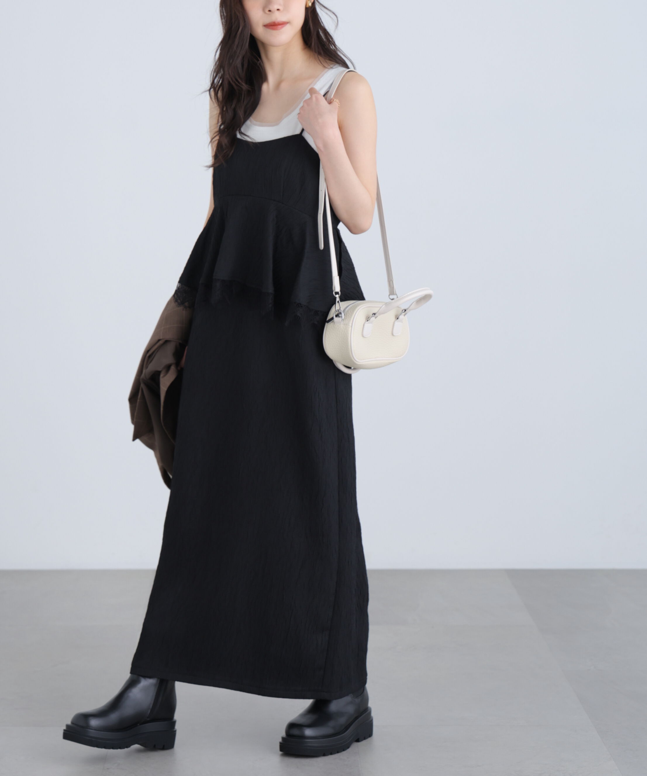  「ペプラムレースキャミワンピース」|ワンピース|