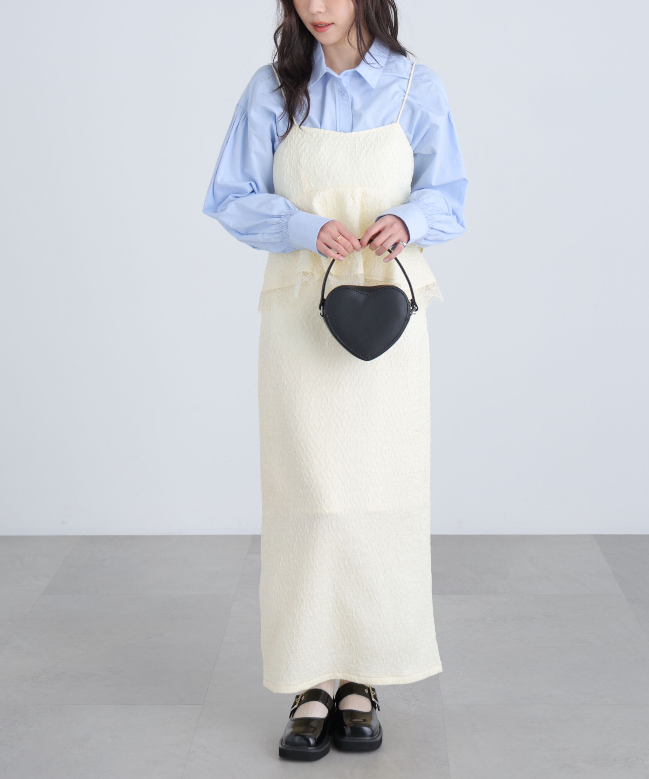  「ペプラムレースキャミワンピース」|ワンピース|オフ