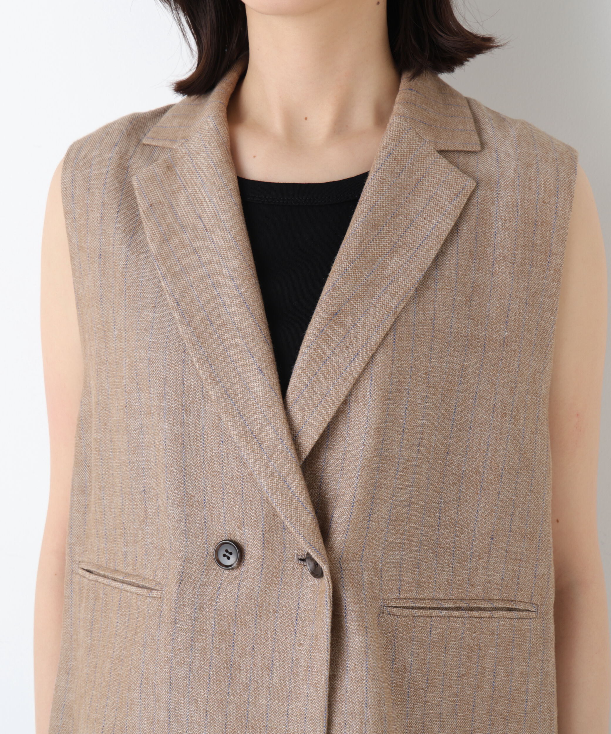  「◆ドライタッチリネン混ショートジレ」|ブルゾン・スタジャン|