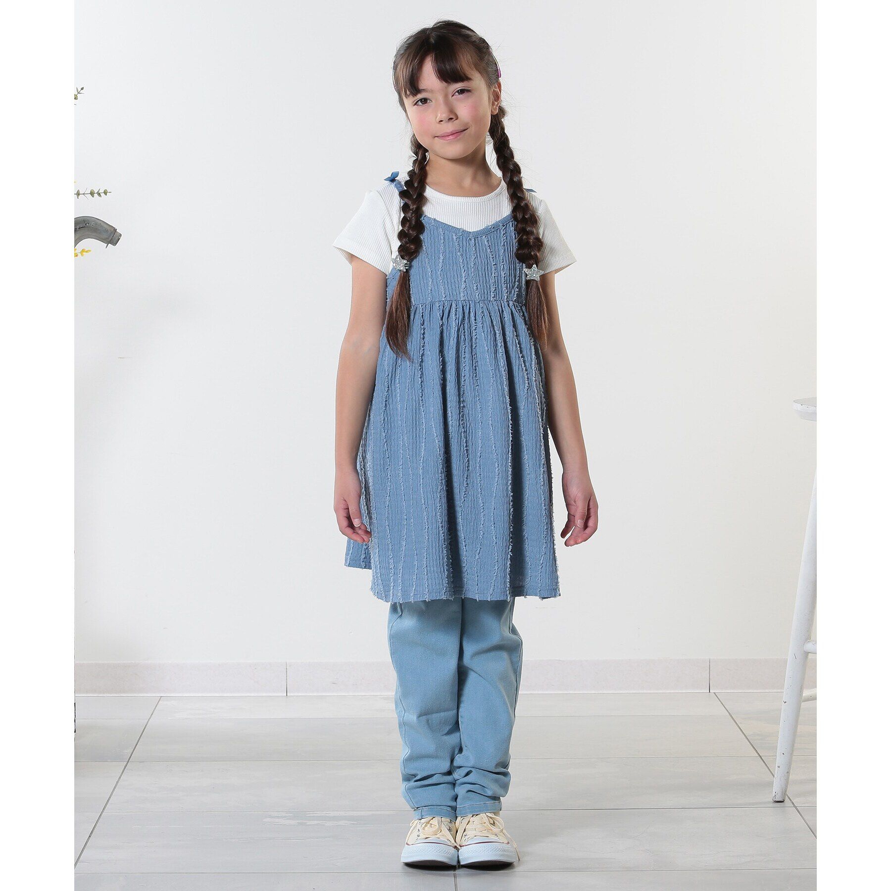 SHOO･LA･RUE「【100-150cm/洗える/男女兼用】ストレッチ デニムスキニーパンツ」|その他|