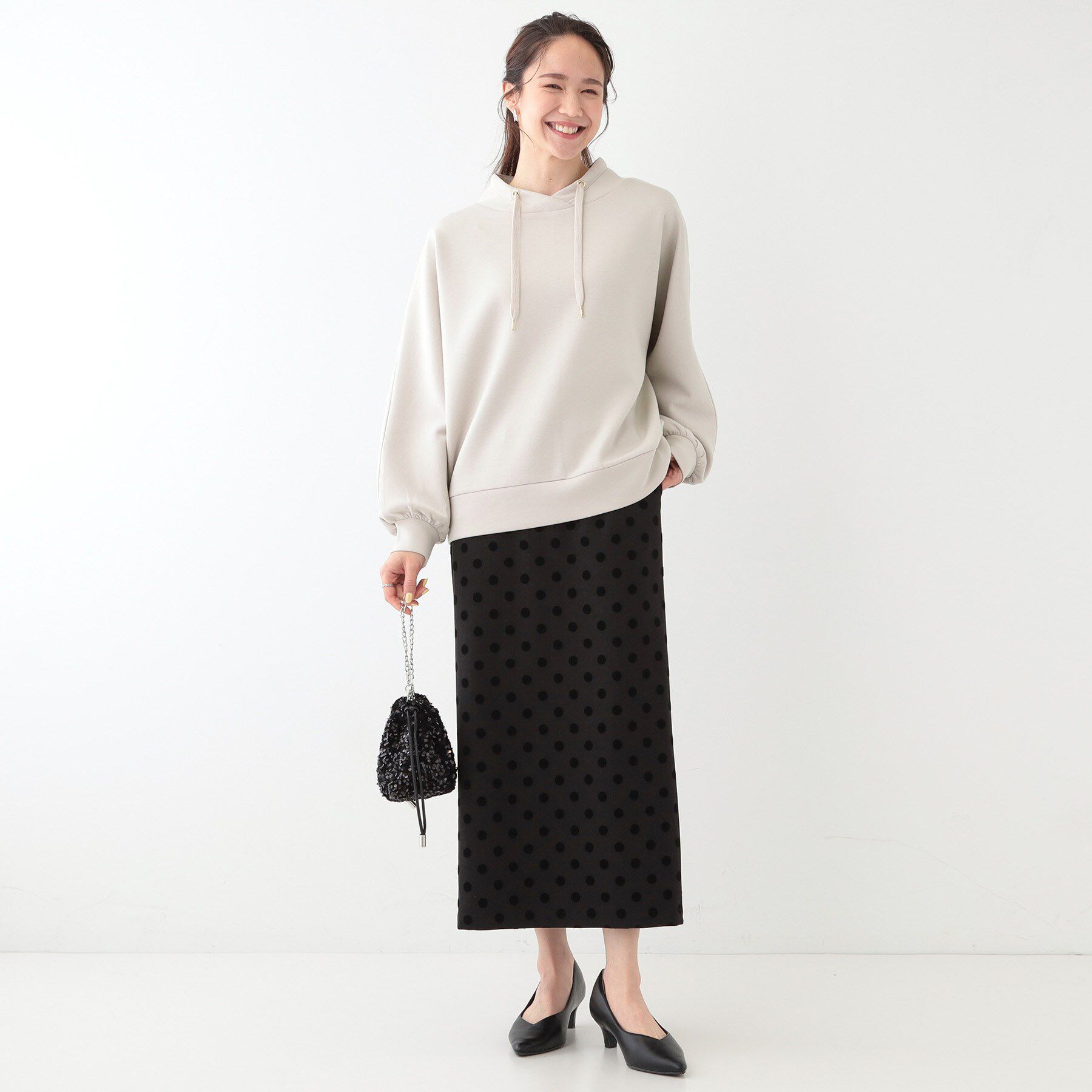 SHOO･LA･RUE「【S-LL】なめらかタッチ もちさら抜け襟トップス」|Tシャツ・カットソー|