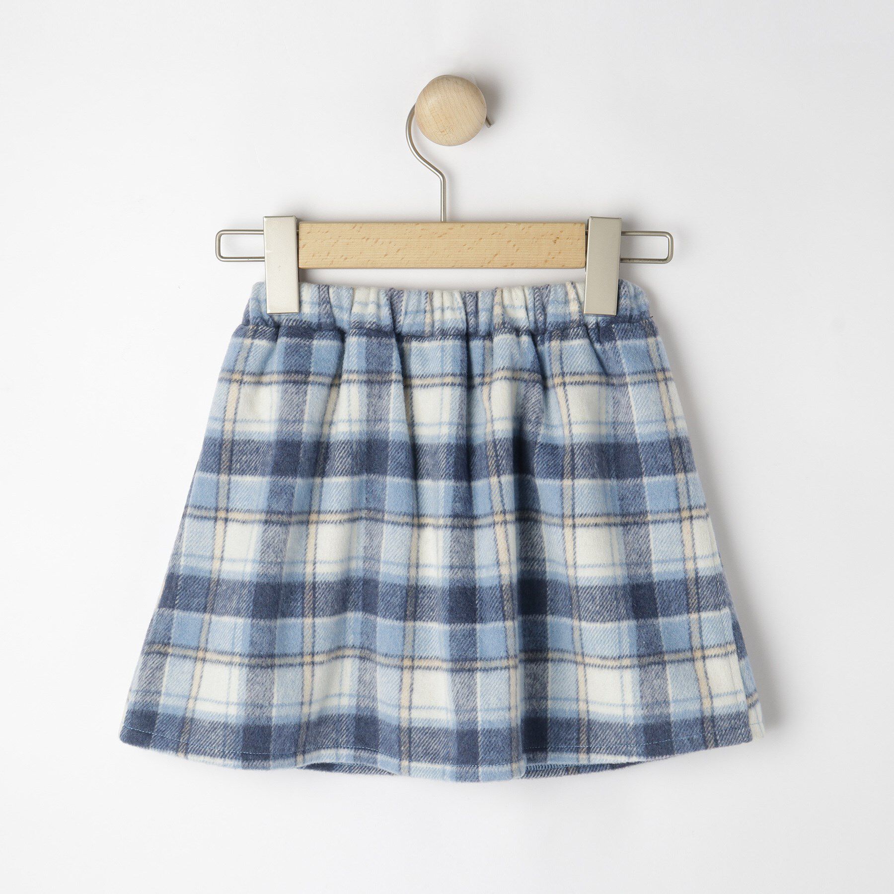 SHOO･LA･RUE「【100-150cm】フェイクファーポケットチェック台形スカート」|スカート|