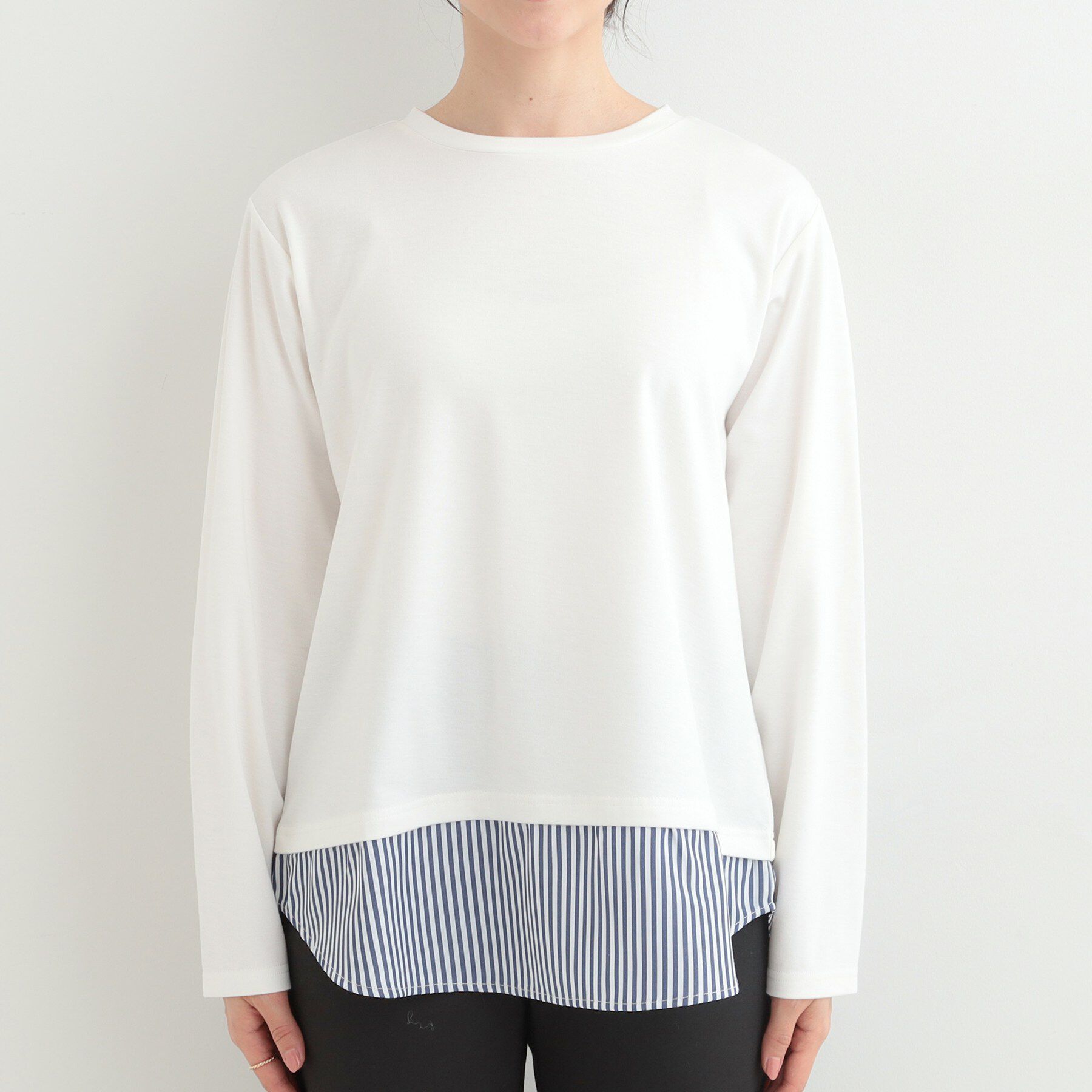 SHOO･LA･RUE「レイヤードスタイルにおすすめ 裾切り替え スムースロンT」|Tシャツ・カットソー|