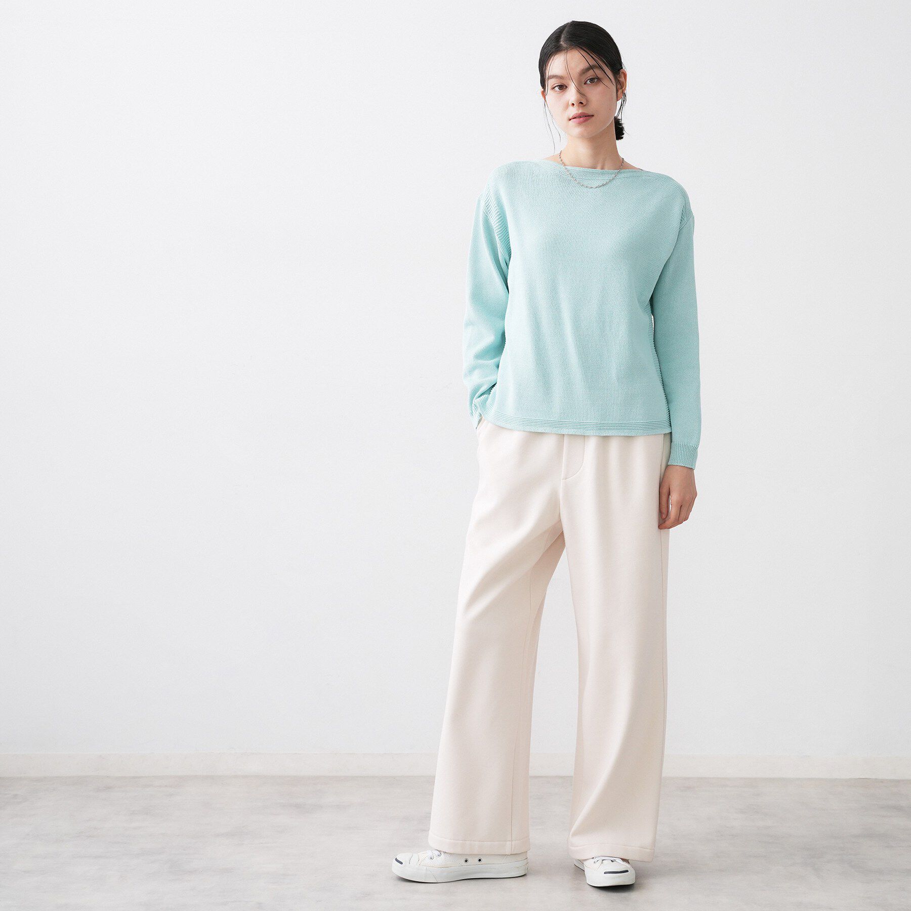 Dessin「【洗える】ミドルゲージボートネックカラーニット」|ニット・セーター|