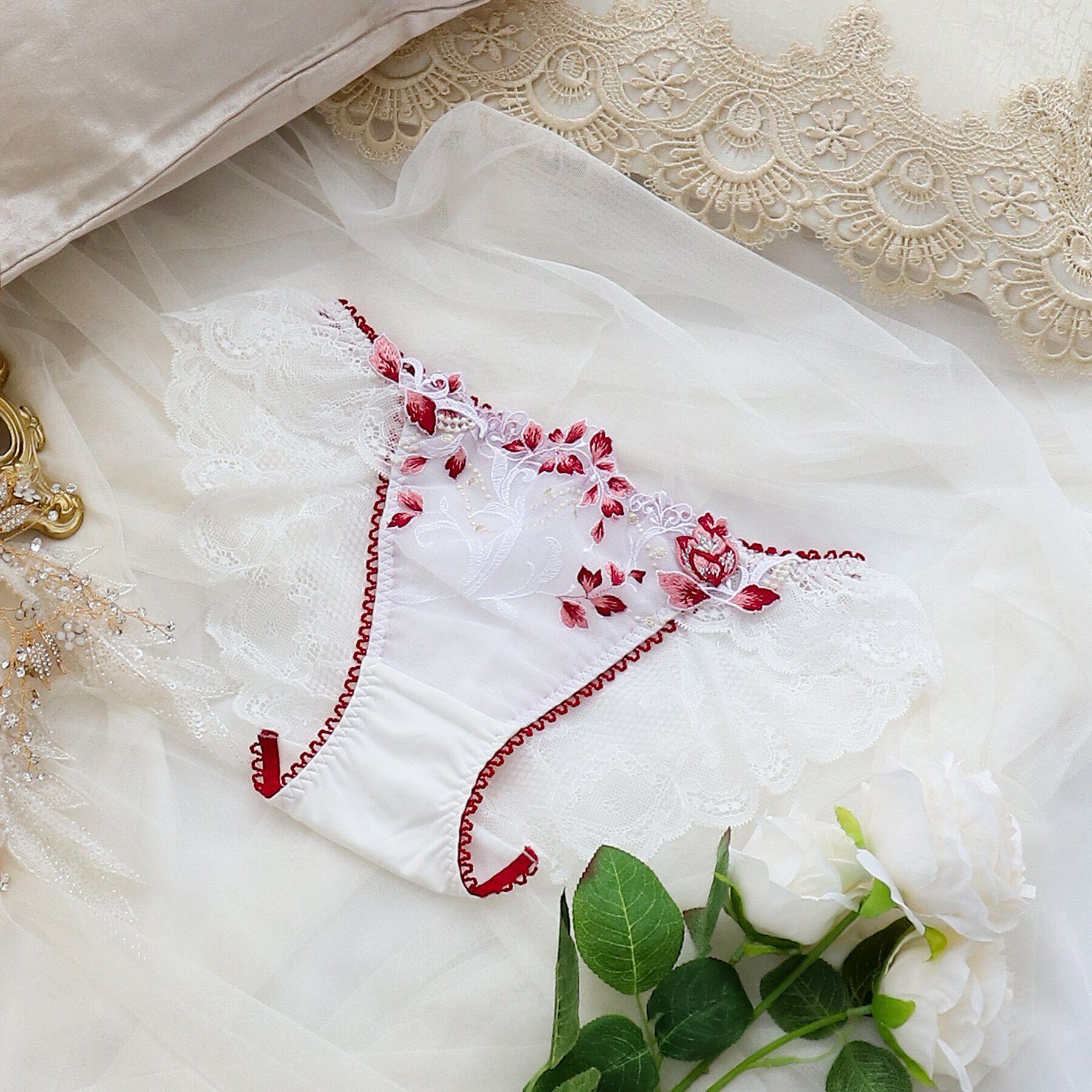 Risa Magli「アナベル レースショーツ」|インナー|レッド(060)