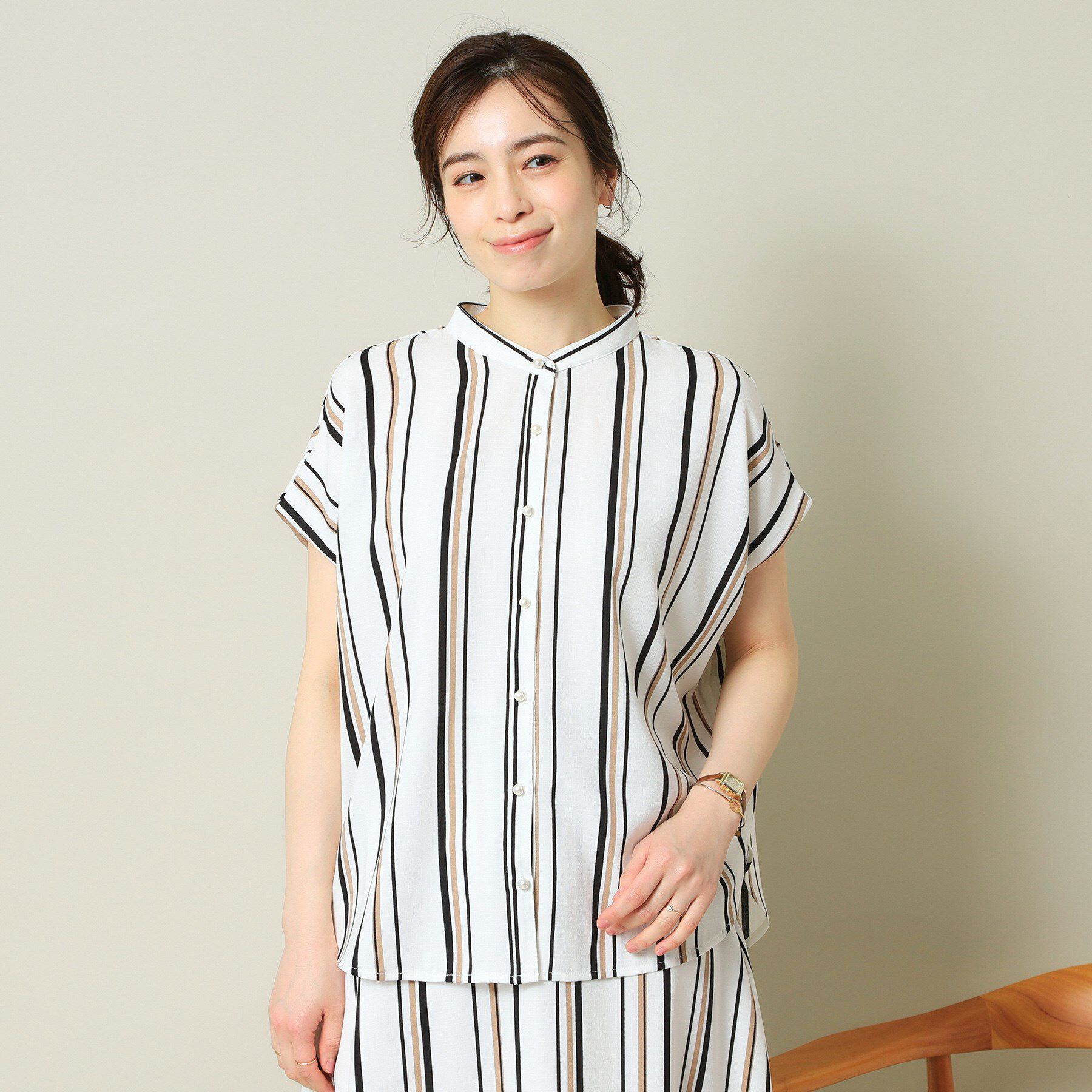 ITS&rsquo;DEMO「【UVケア／吸水速乾／洗濯機OK／冷感】麻調合繊タックブラウス＜ラク服シリーズ＞」|シャツ・ブラウス|