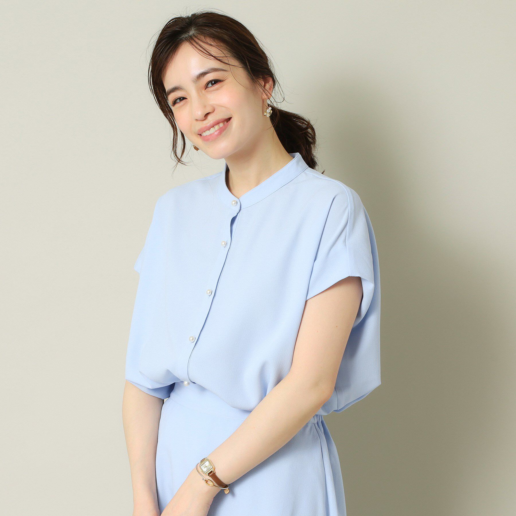 ITS&rsquo;DEMO「【UVケア／吸水速乾／洗濯機OK／冷感】麻調合繊タックブラウス＜ラク服シリーズ＞」|シャツ・ブラウス|