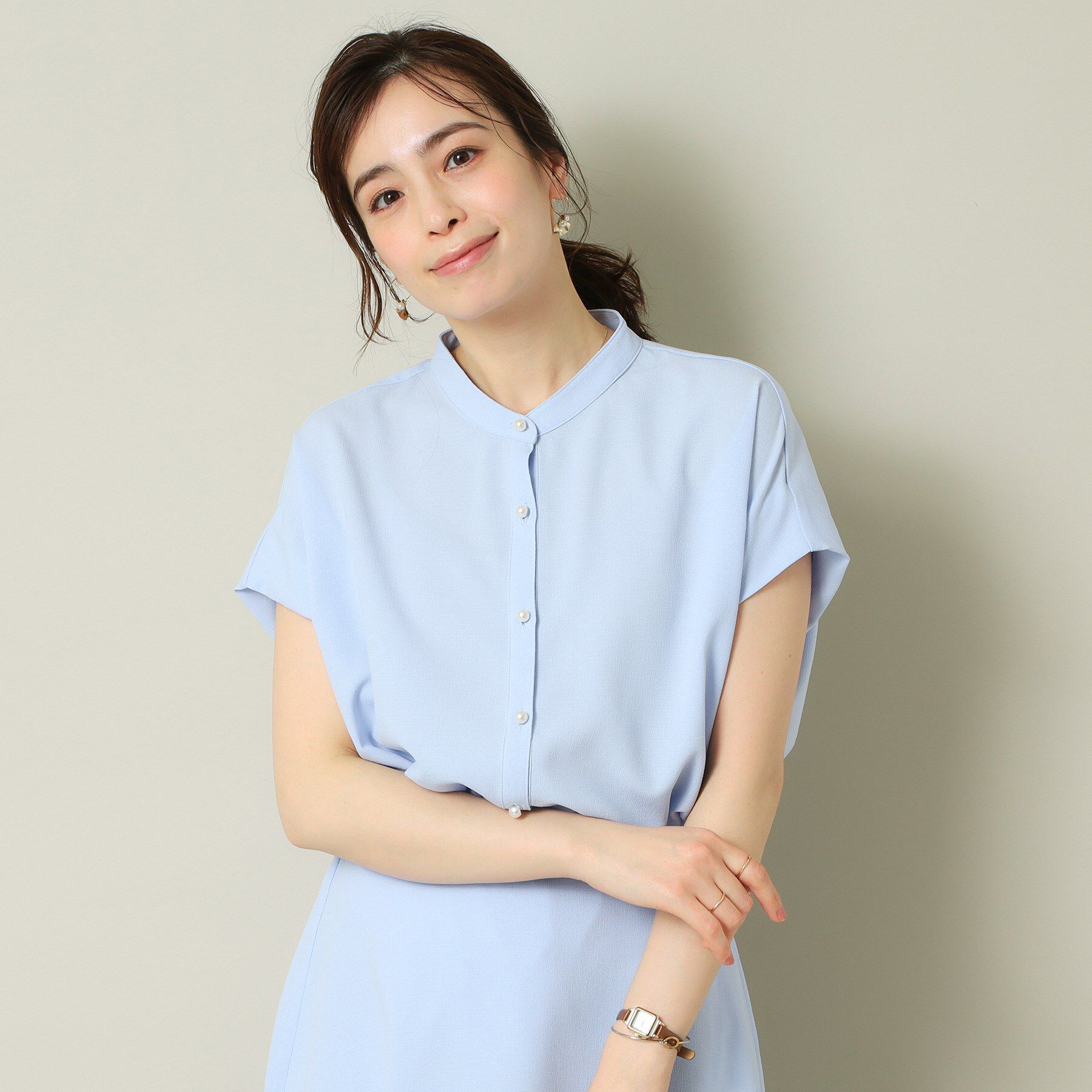 ITS&rsquo;DEMO「【UVケア／吸水速乾／洗濯機OK／冷感】麻調合繊タックブラウス＜ラク服シリーズ＞」|シャツ・ブラウス|