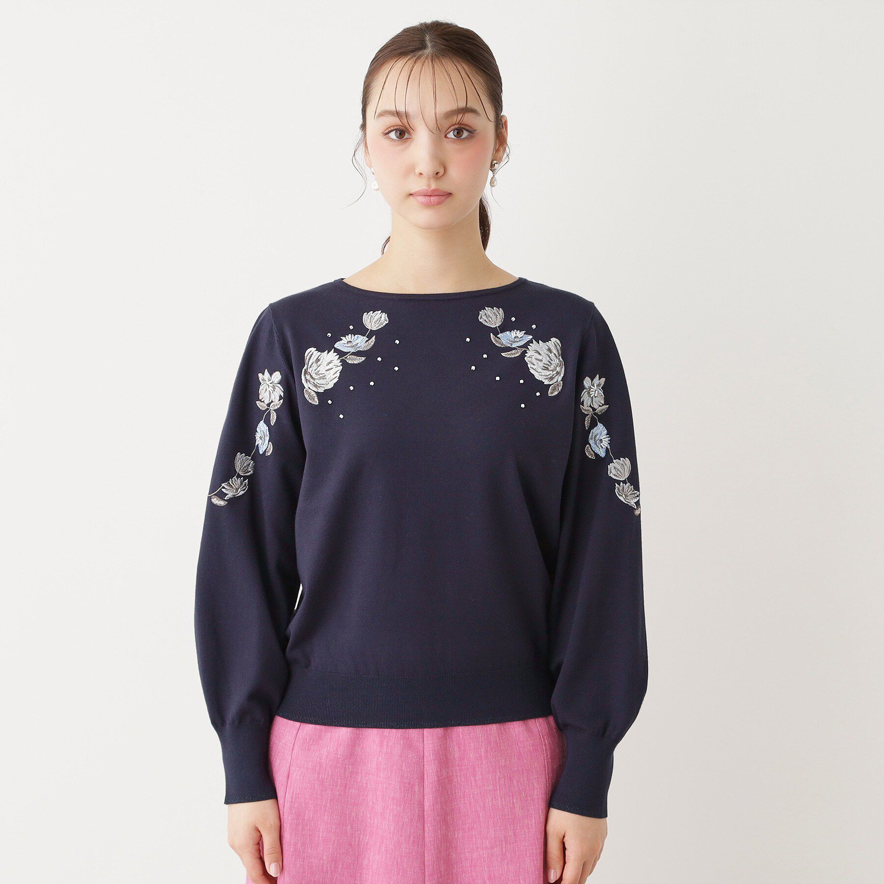 SunaUna「【SS～Lサイズ展開／フラワー刺繍】クラフトプルオーバー」|ニット・セーター|