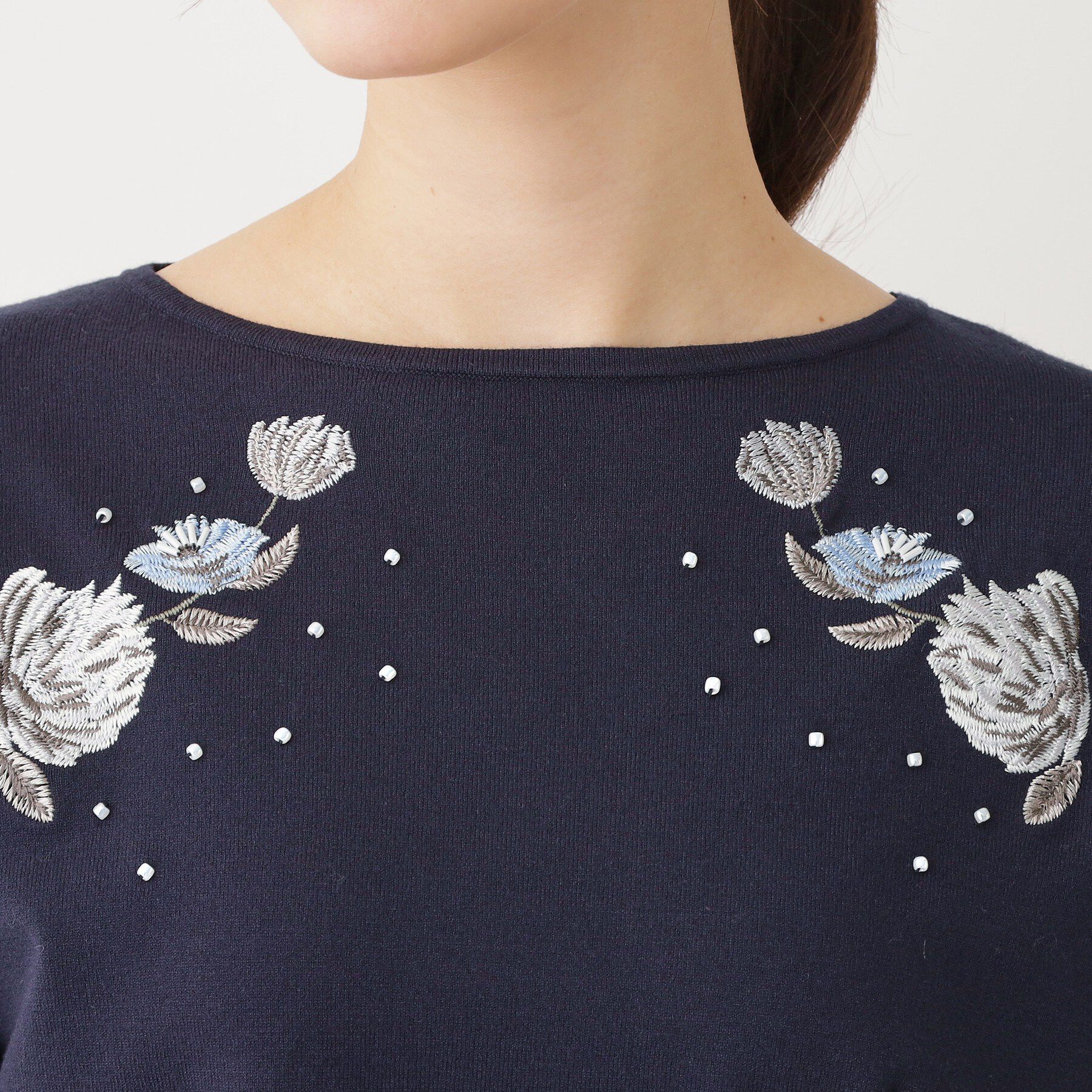 SunaUna「【SS～Lサイズ展開／フラワー刺繍】クラフトプルオーバー」|ニット・セーター|