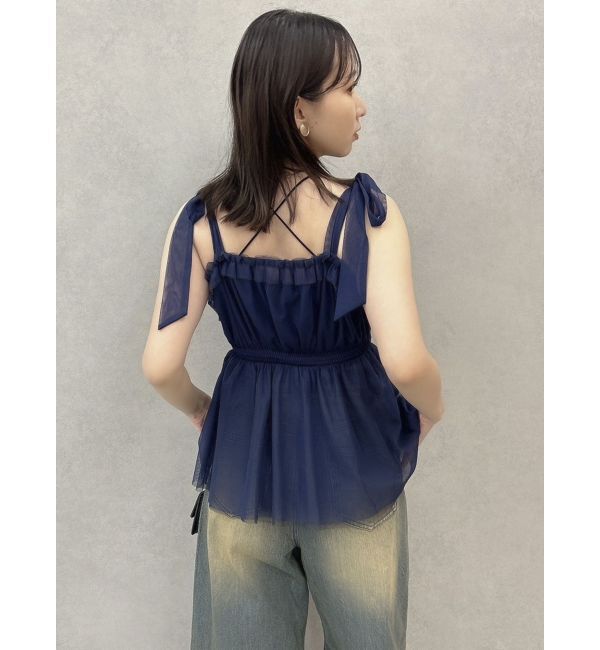 dazzlin「ショルダーリボンチュールペプラムビスチェ」|タンクトップ|